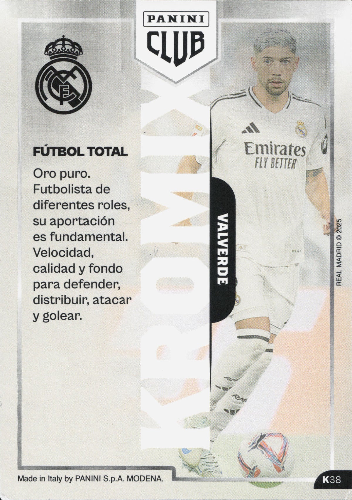 Federico Valverde Kromix Panini Club Real Madrid