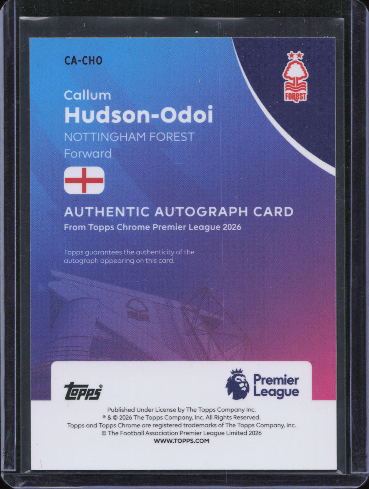Callum Hudson-Odoi Autograph Numbered /25 Topps Chrome EPL