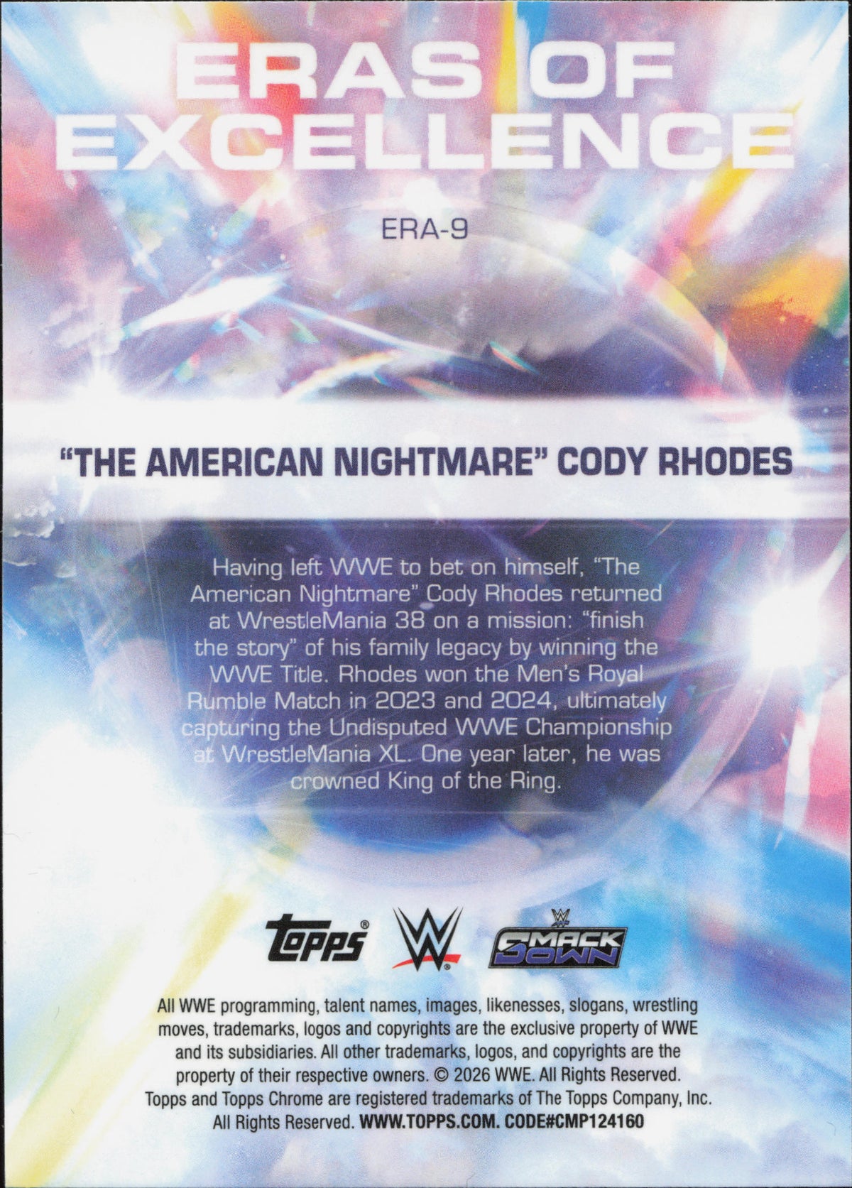 Cody Rhodes Eras Of Excellence Topps Chrome WWE