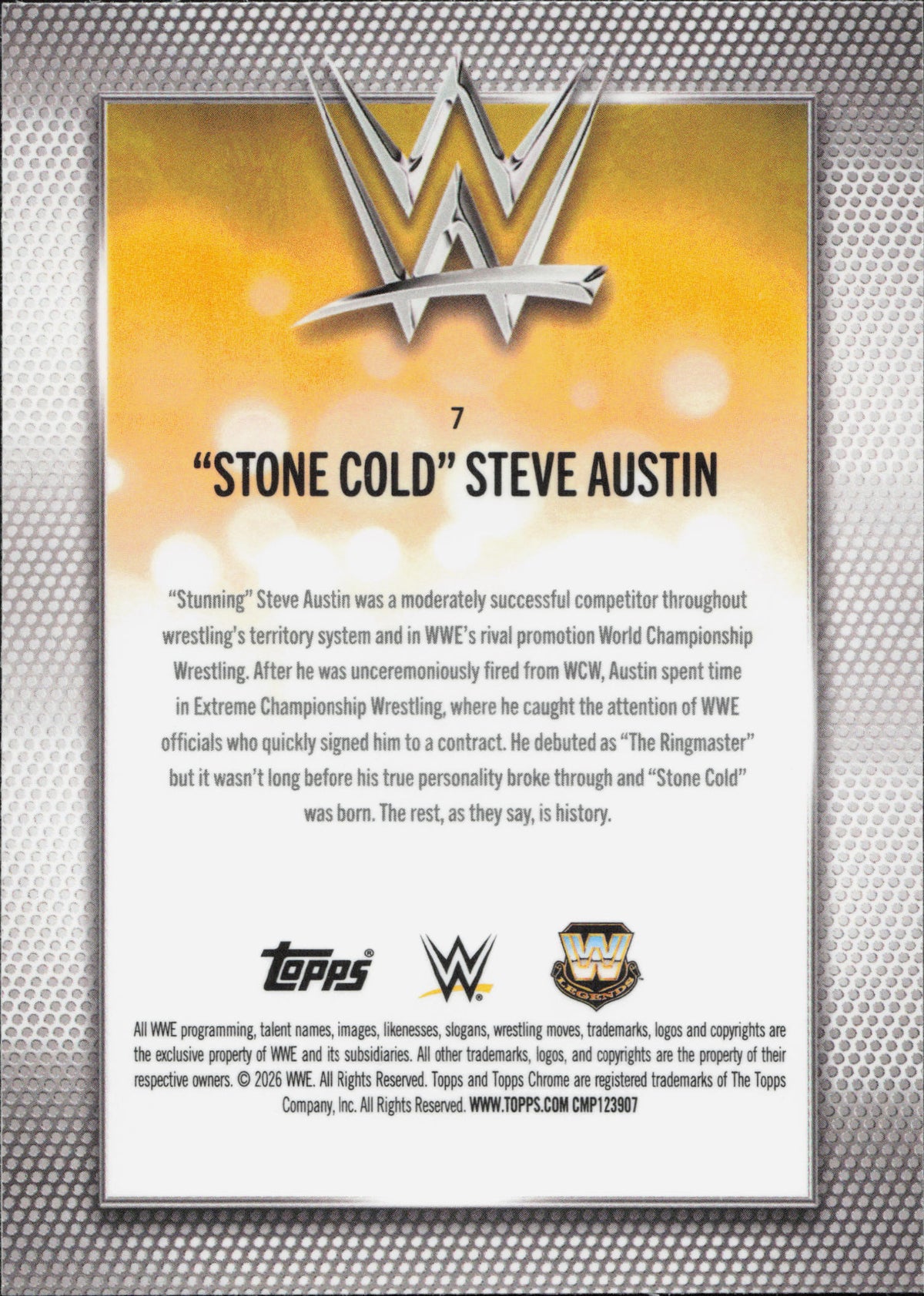 "Stone Cold" Steve Austin Base Topps Chrome WWE