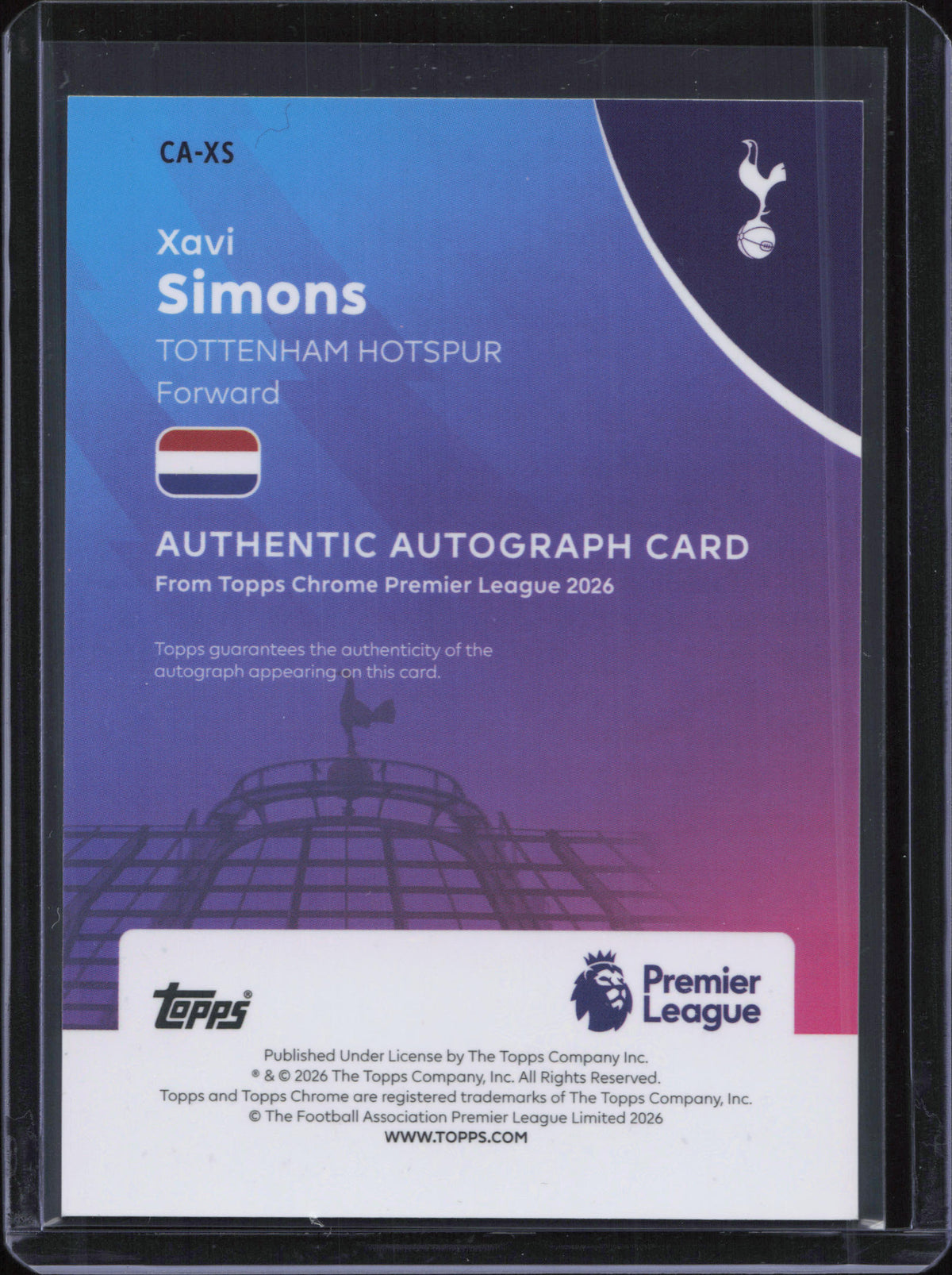 Xavi Simons Autograph Numbered /199 Topps Chrome EPL