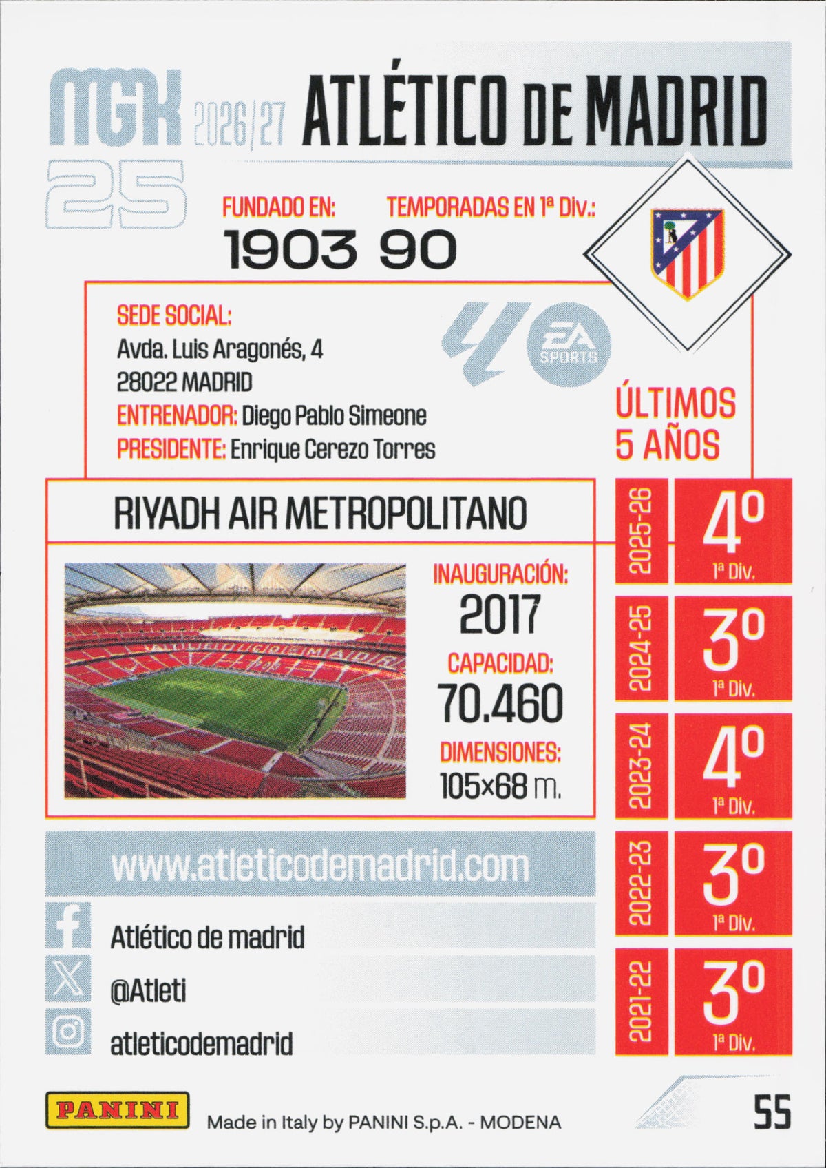 Atletico Madrid Team Badge Logo Panini MGK La Liga