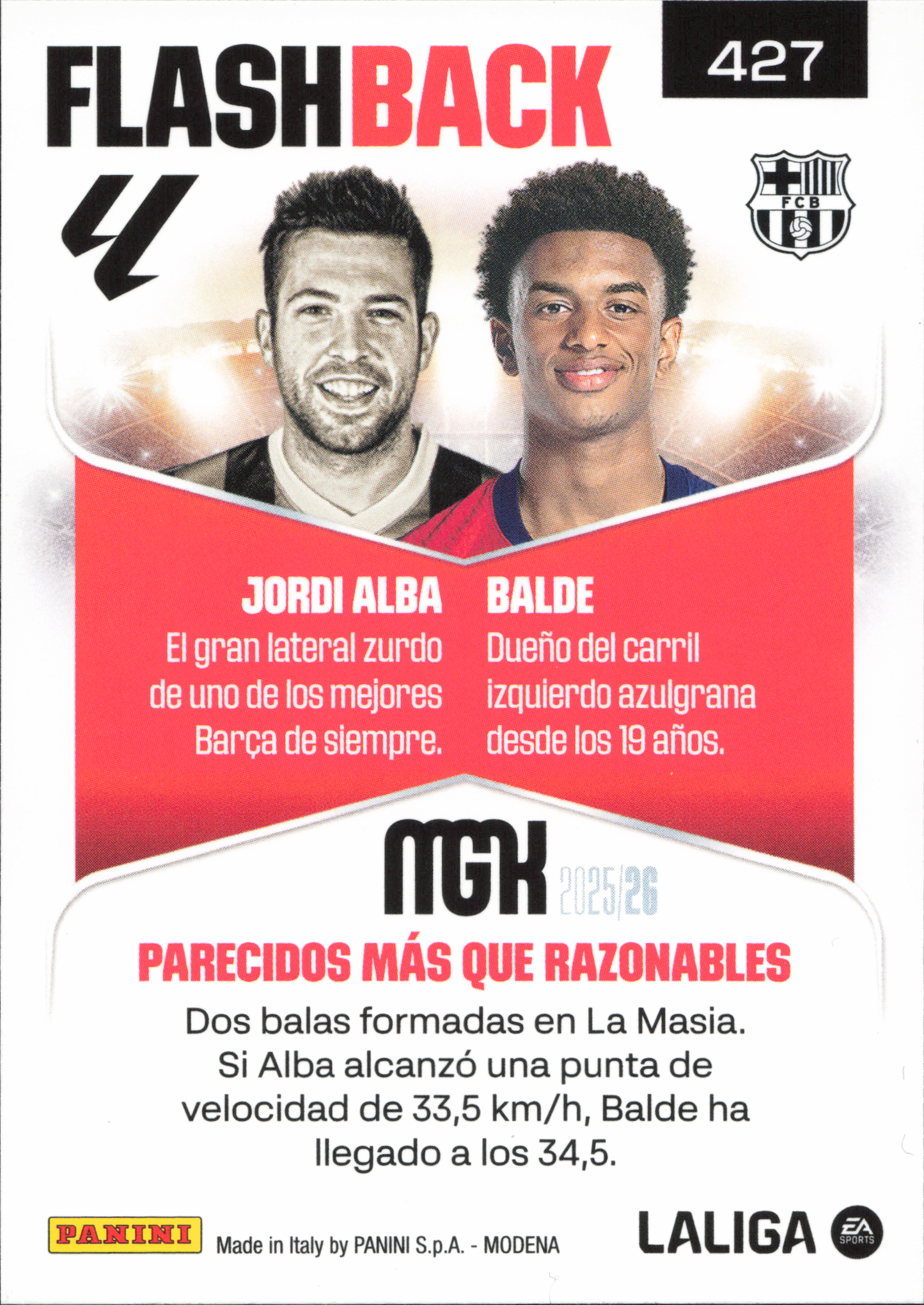 Jordi Alba / Balde Flashback Panini MGK La Liga