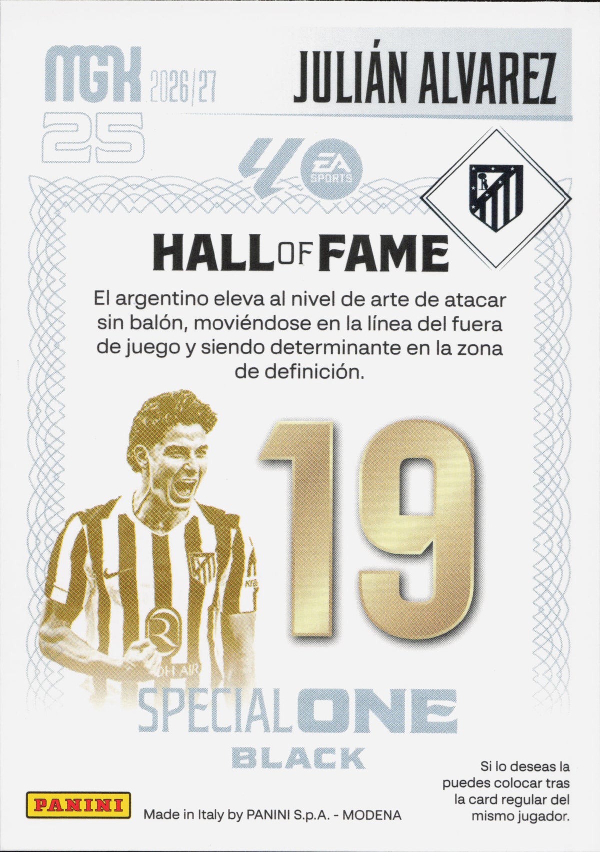 Julian Alvarez Special One Black Panini MGK La Liga