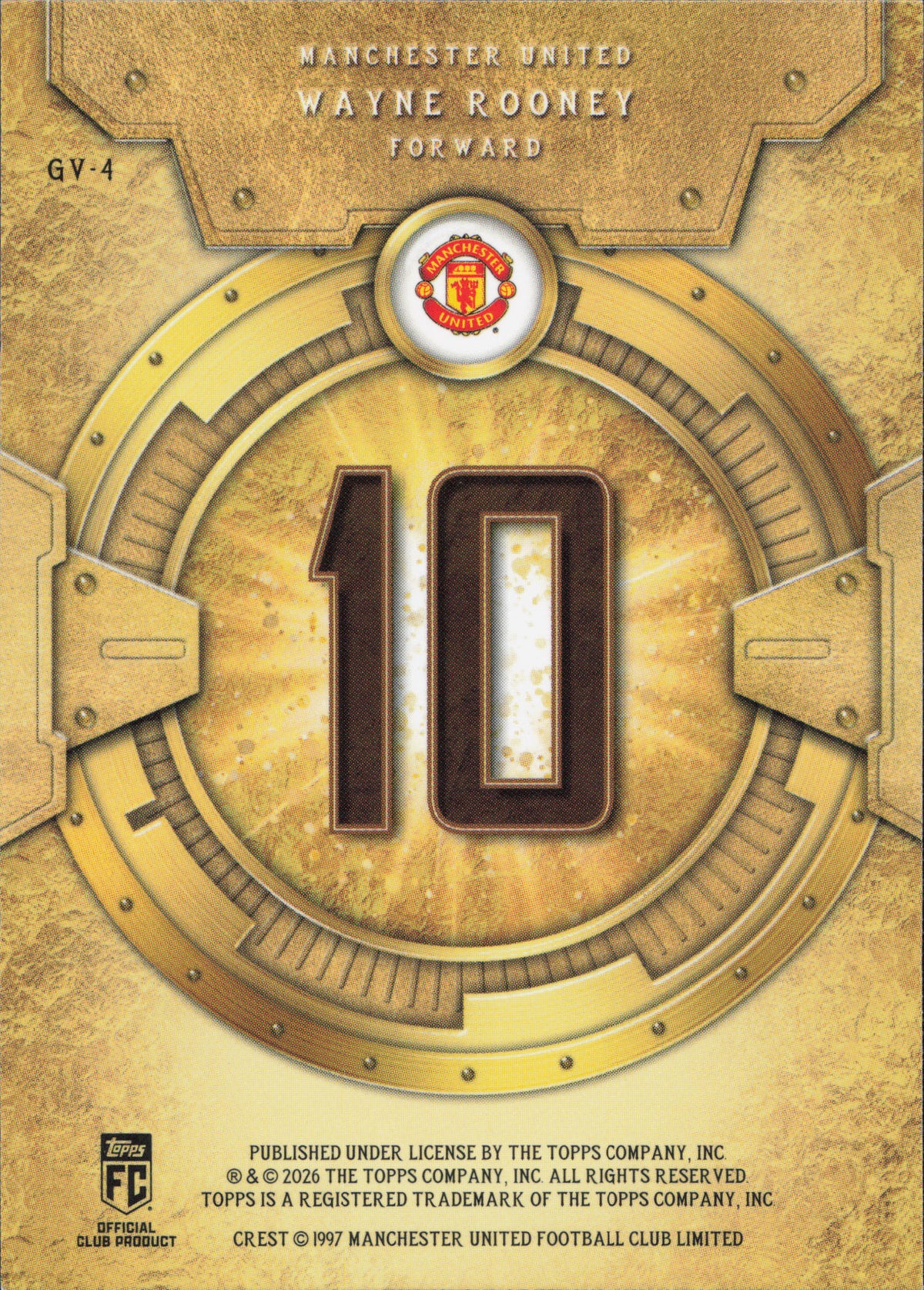 Wayne Rooney Gold Vault Limited Edition Topps Manchester United Fan Set
