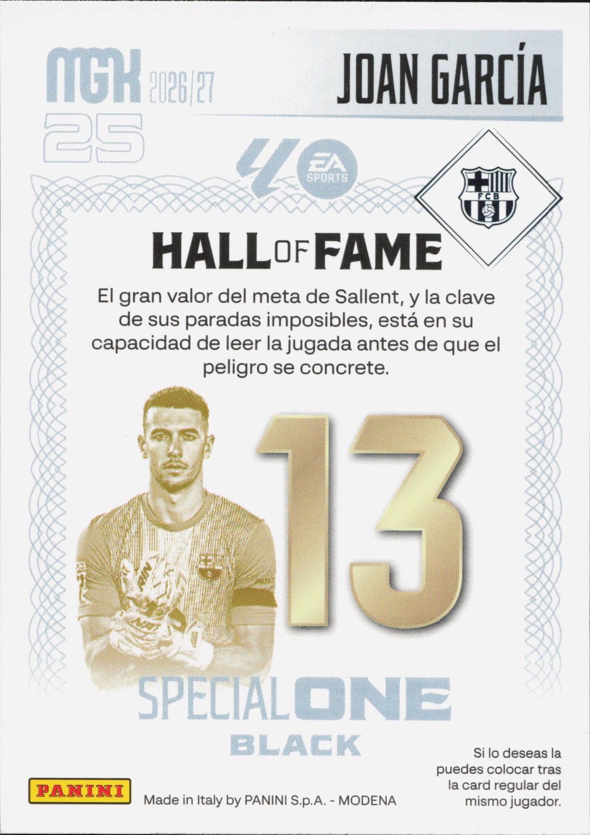 Joan Garcia Special One Black Panini MGK La Liga