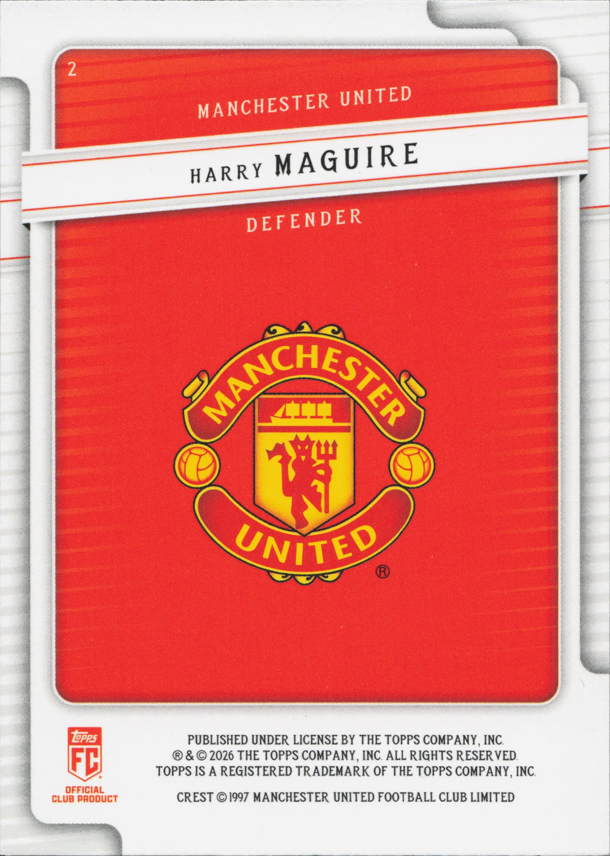 Harry Maguire Numbered /275 Topps Manchester United Fan Set
