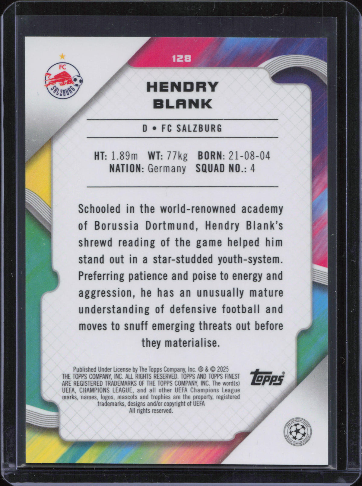 Hendry Blank Rookie Numbered /10 Topps Finest