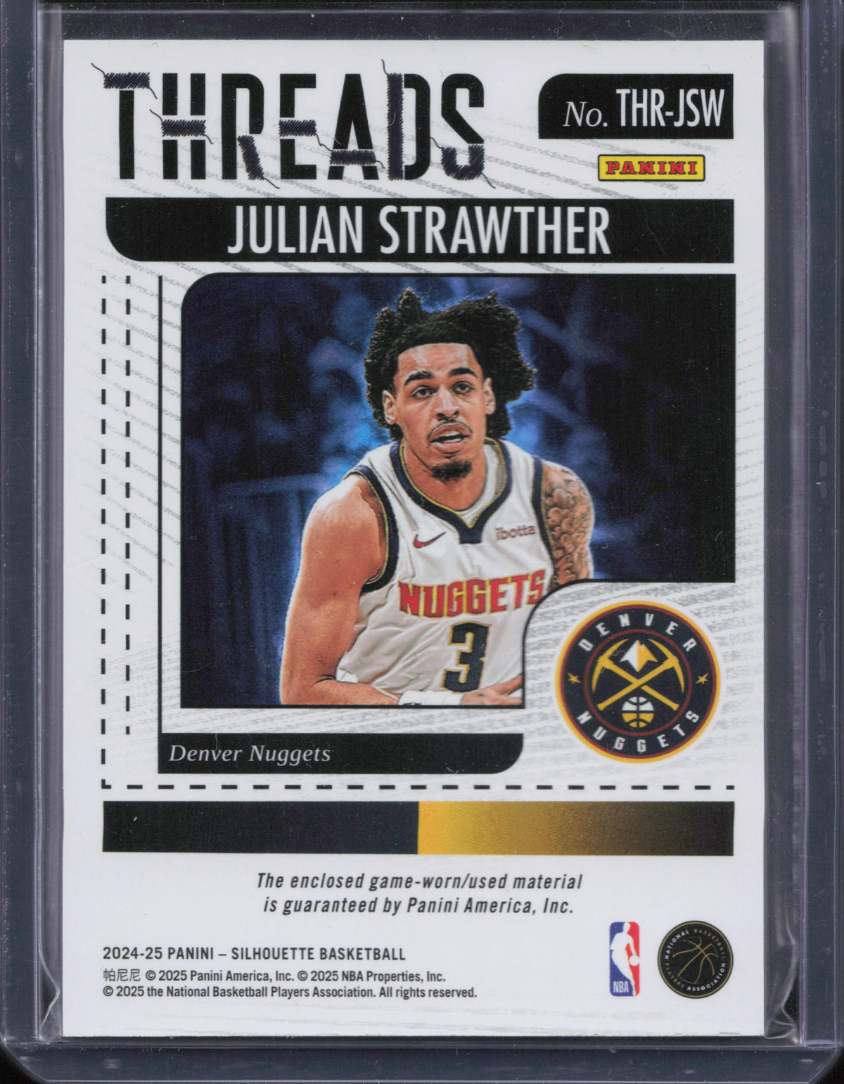 Julian Strawther Game-Worn Patch Panini Silhouette