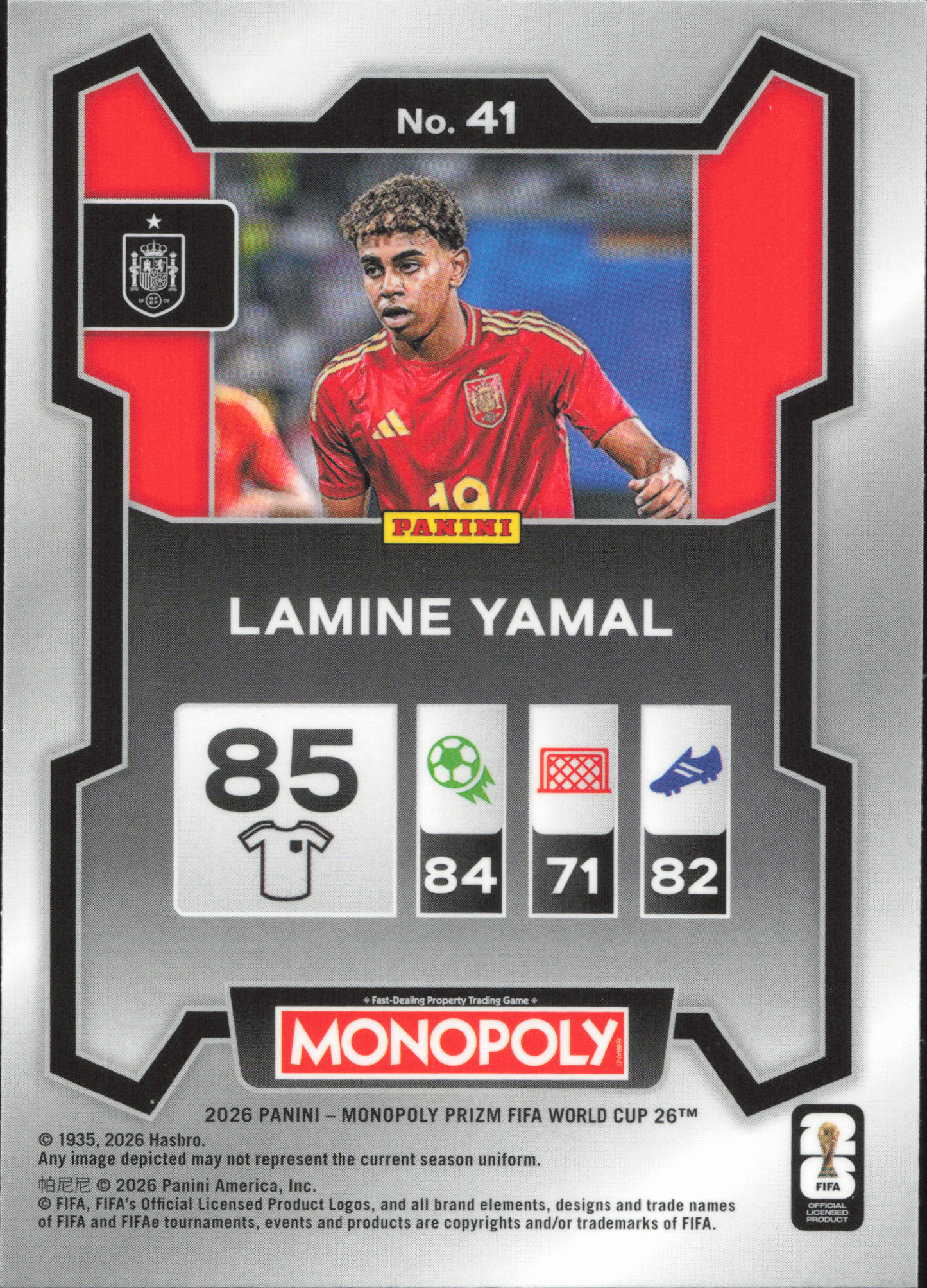 Lamine Yamal Base Panini Prizm Monopoly World Cup