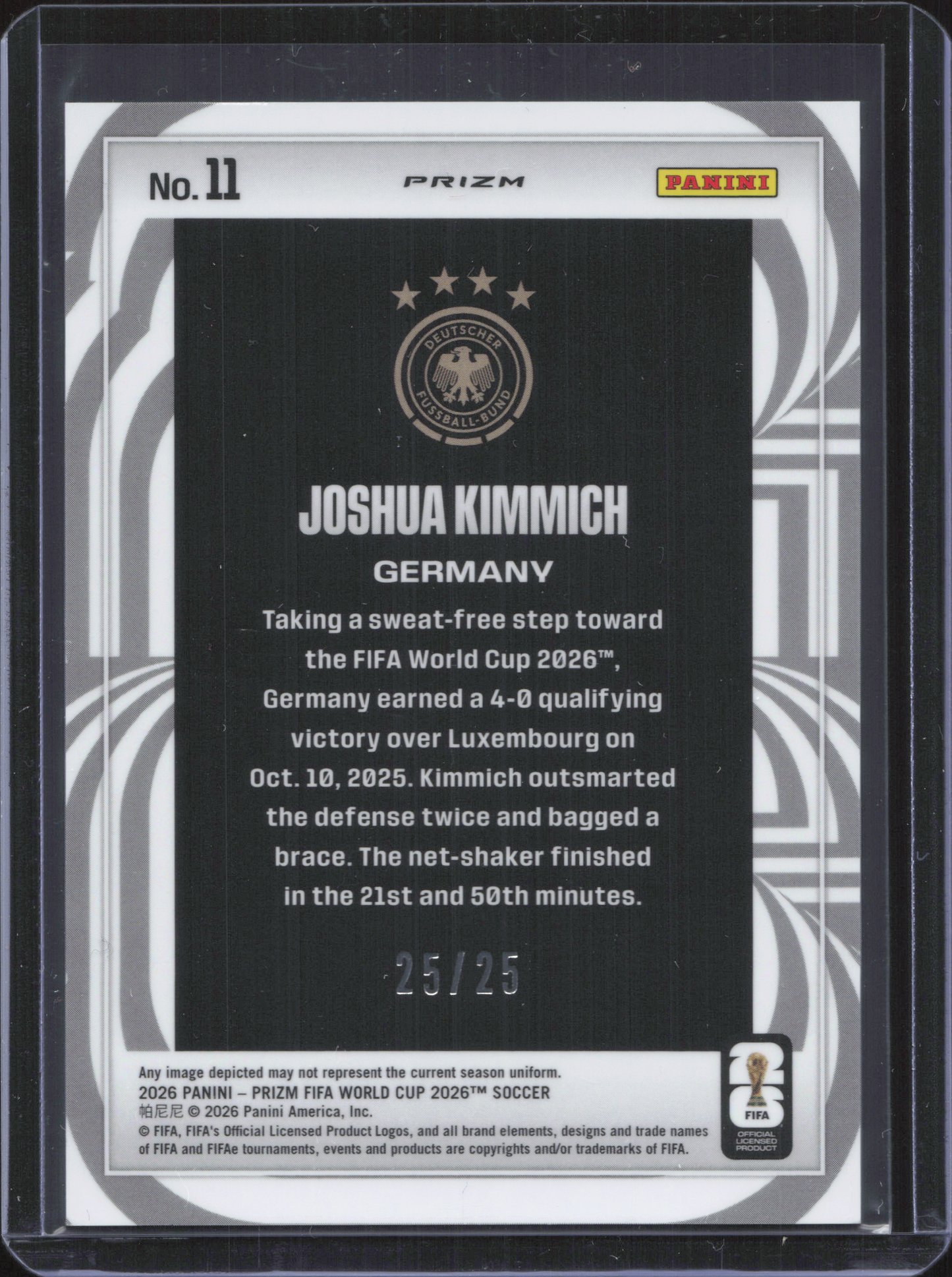 Joshua Kimmich Numbered /25 Screamers Panini Prizm World Cup