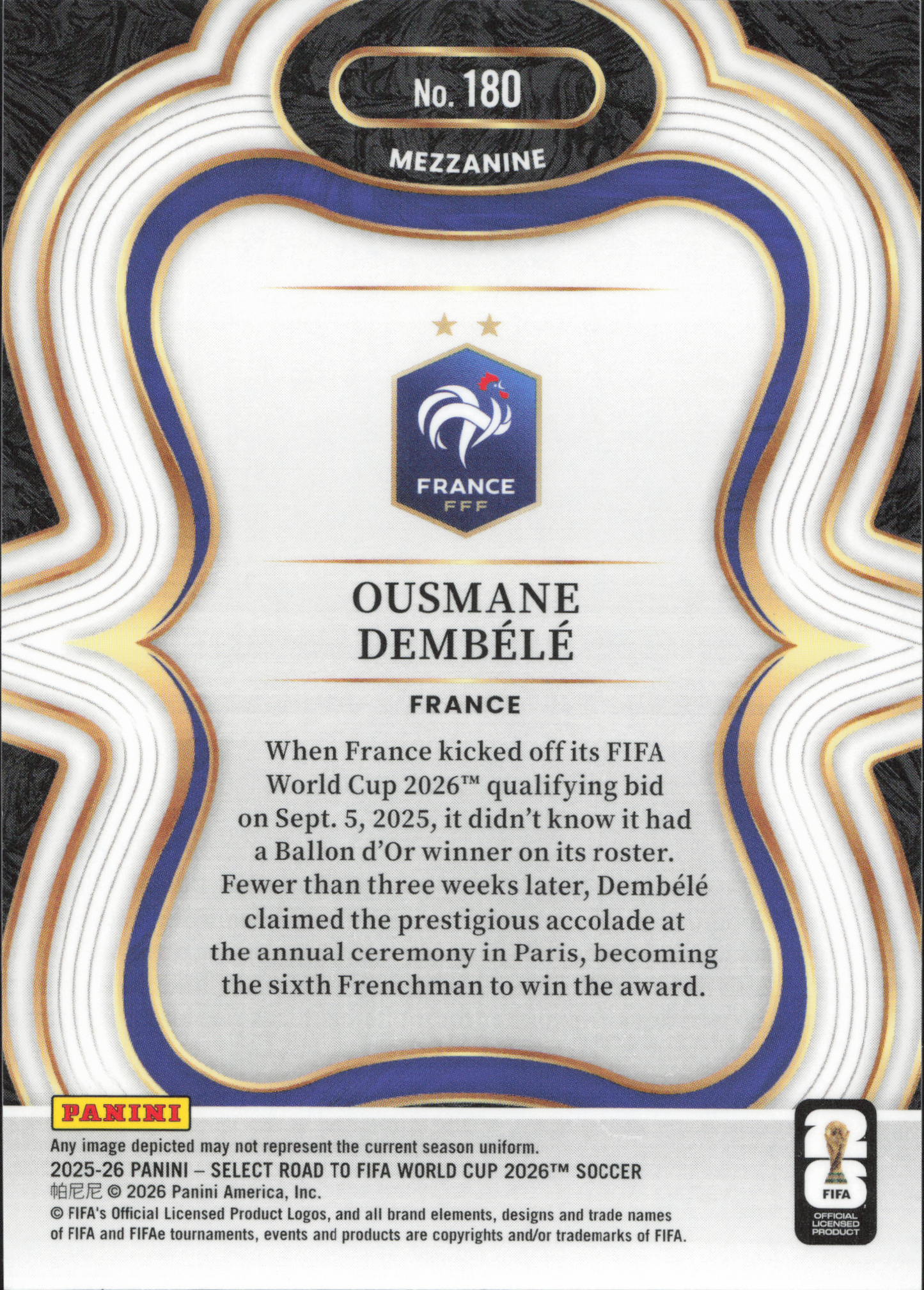 Ousmane Dembele Base Panini Select World Cup