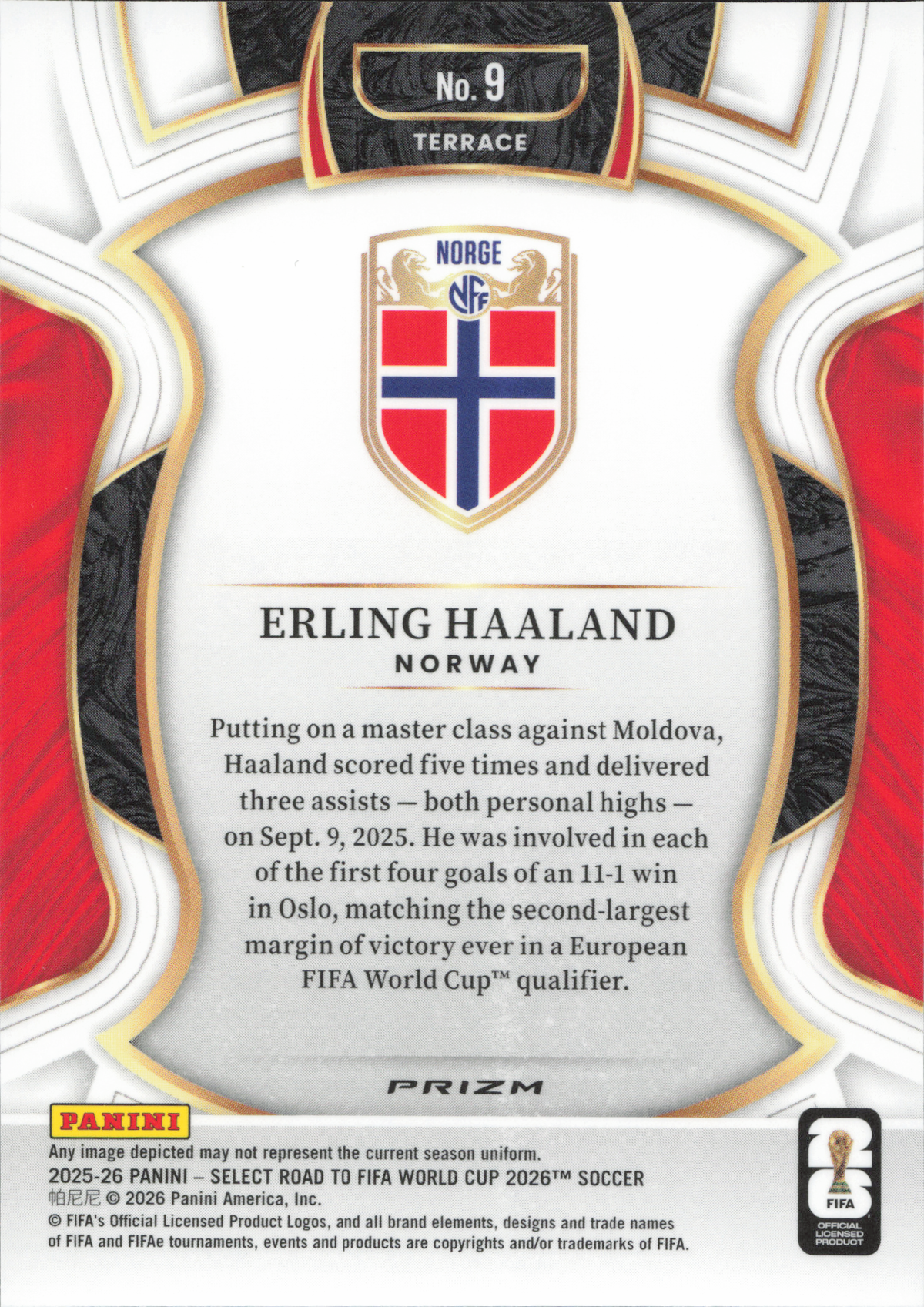 Erling Haaland Purple Mojo Panini Select World Cup