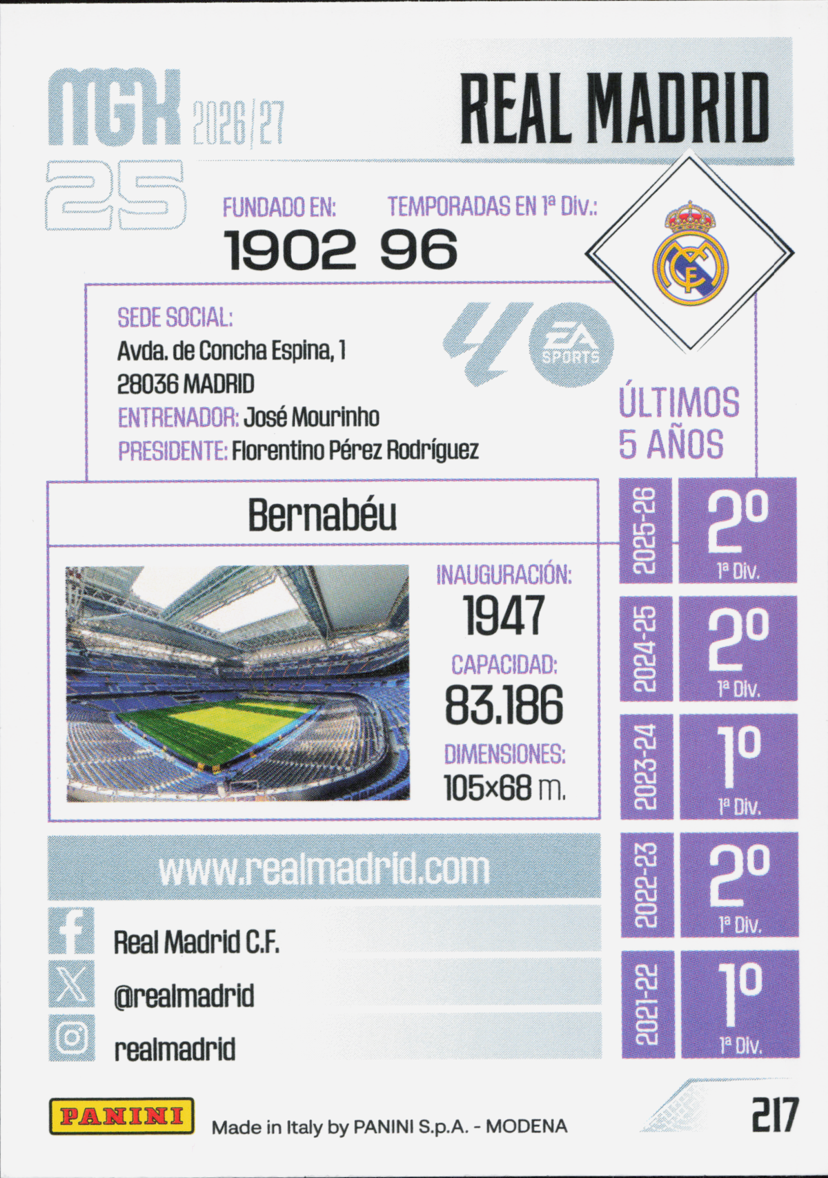 Real Madrid Team Badge Logo Panini MGK La Liga