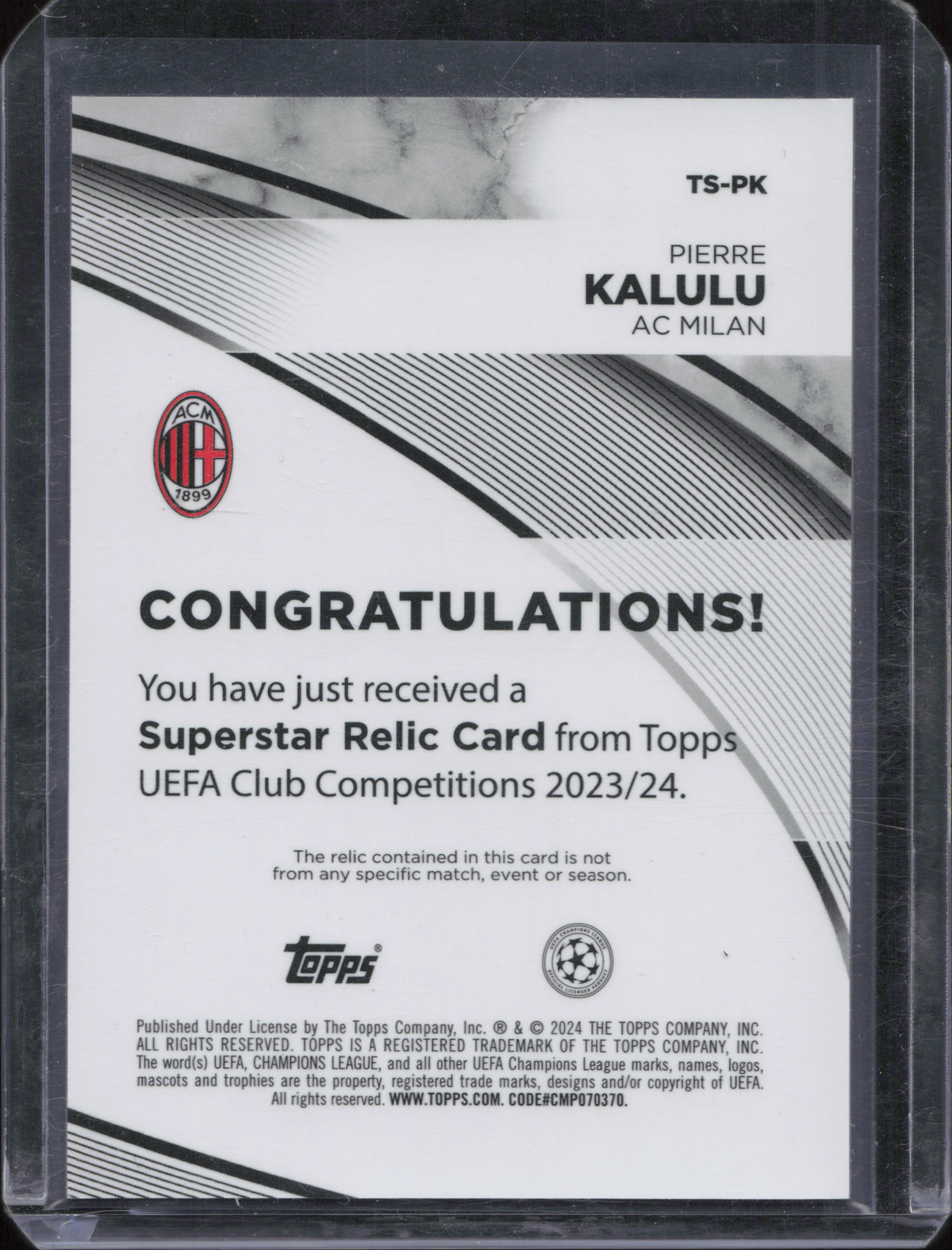 Pierre Kalulu Match-Worn Patch Topps Flagship