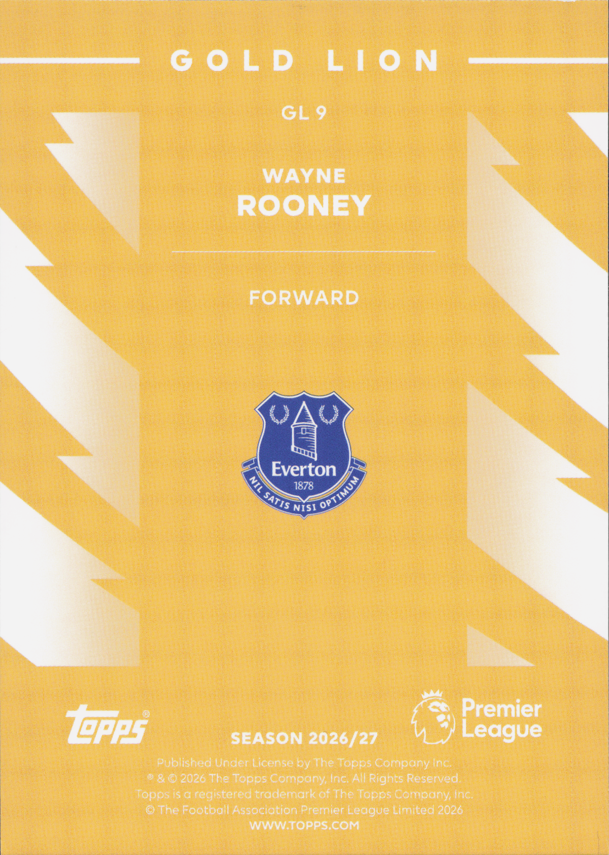 Wayne Rooney Gold Lion Topps Flagship EPL