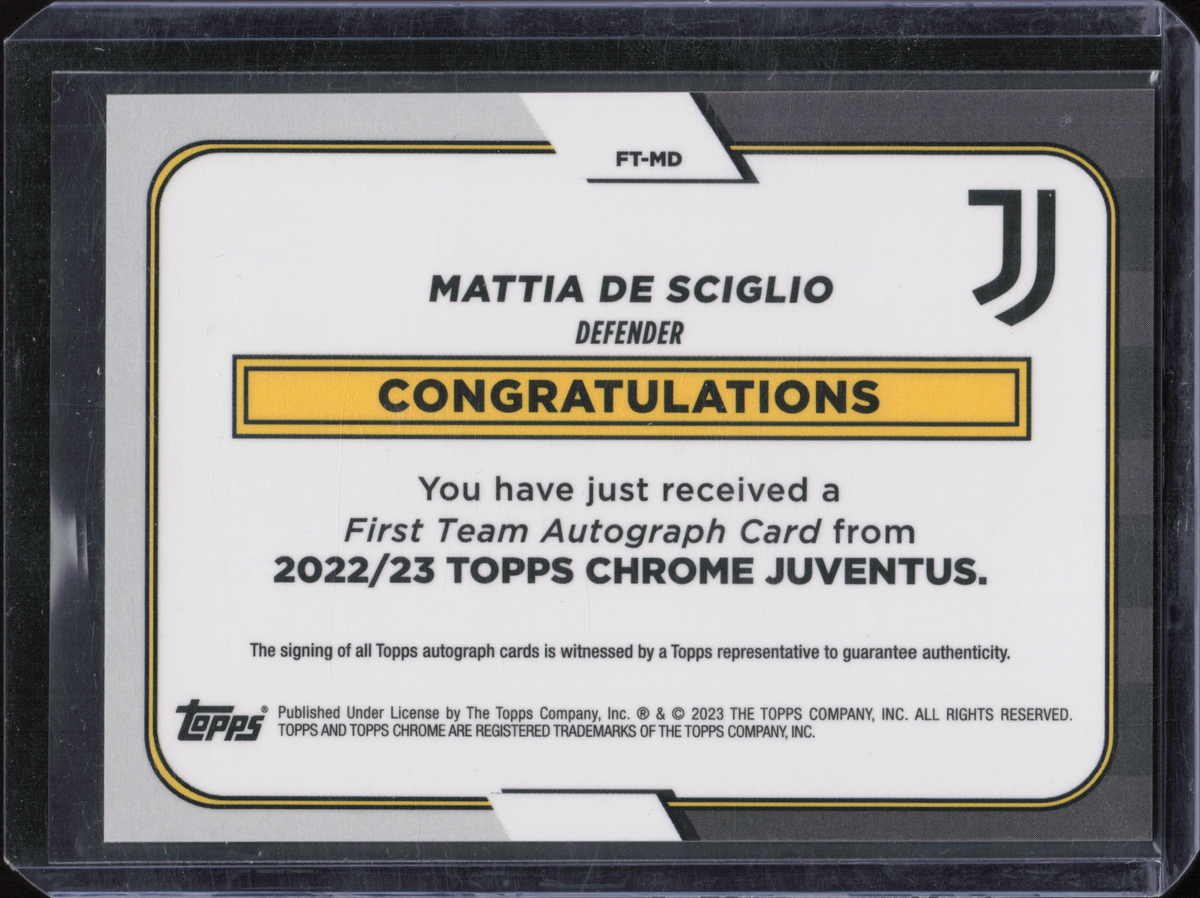 Mattia De Sciglio Autograph Topps Chrome Juventus