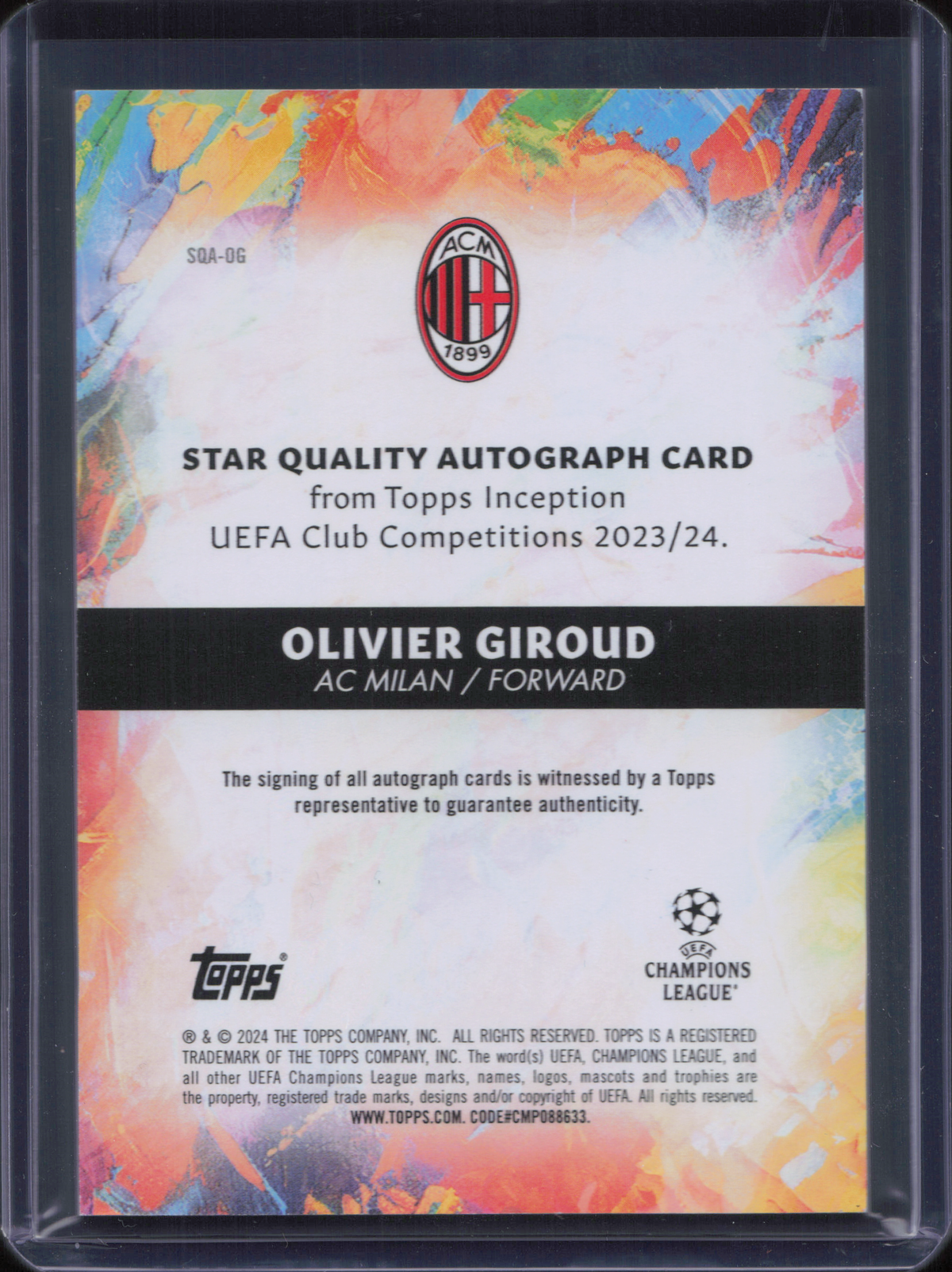 Olivier Giroud Autograph Numbered /75 Topps Inception