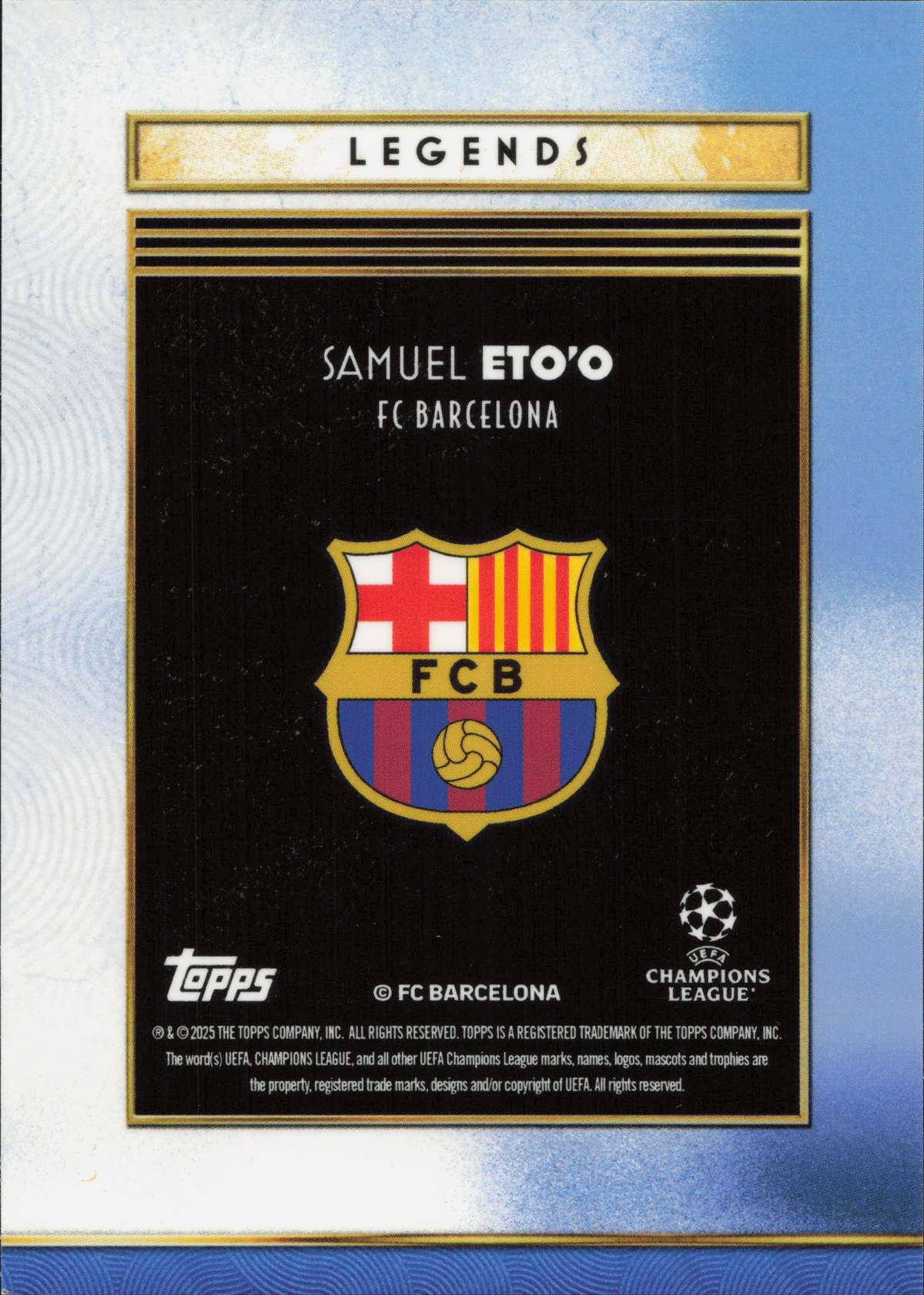 Samuel Eto'o Numbered /99 Topps Deco