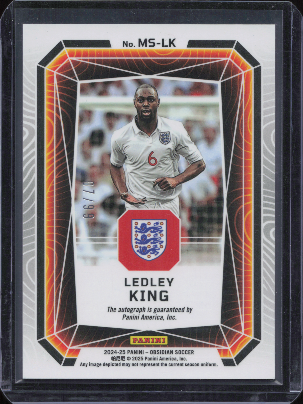 Ledley King Autograph Numbered /99 Panini Obsidian