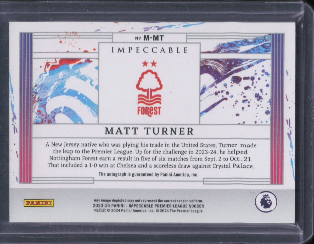Matt Turner Autograph Numbered /99 Panini Impeccable