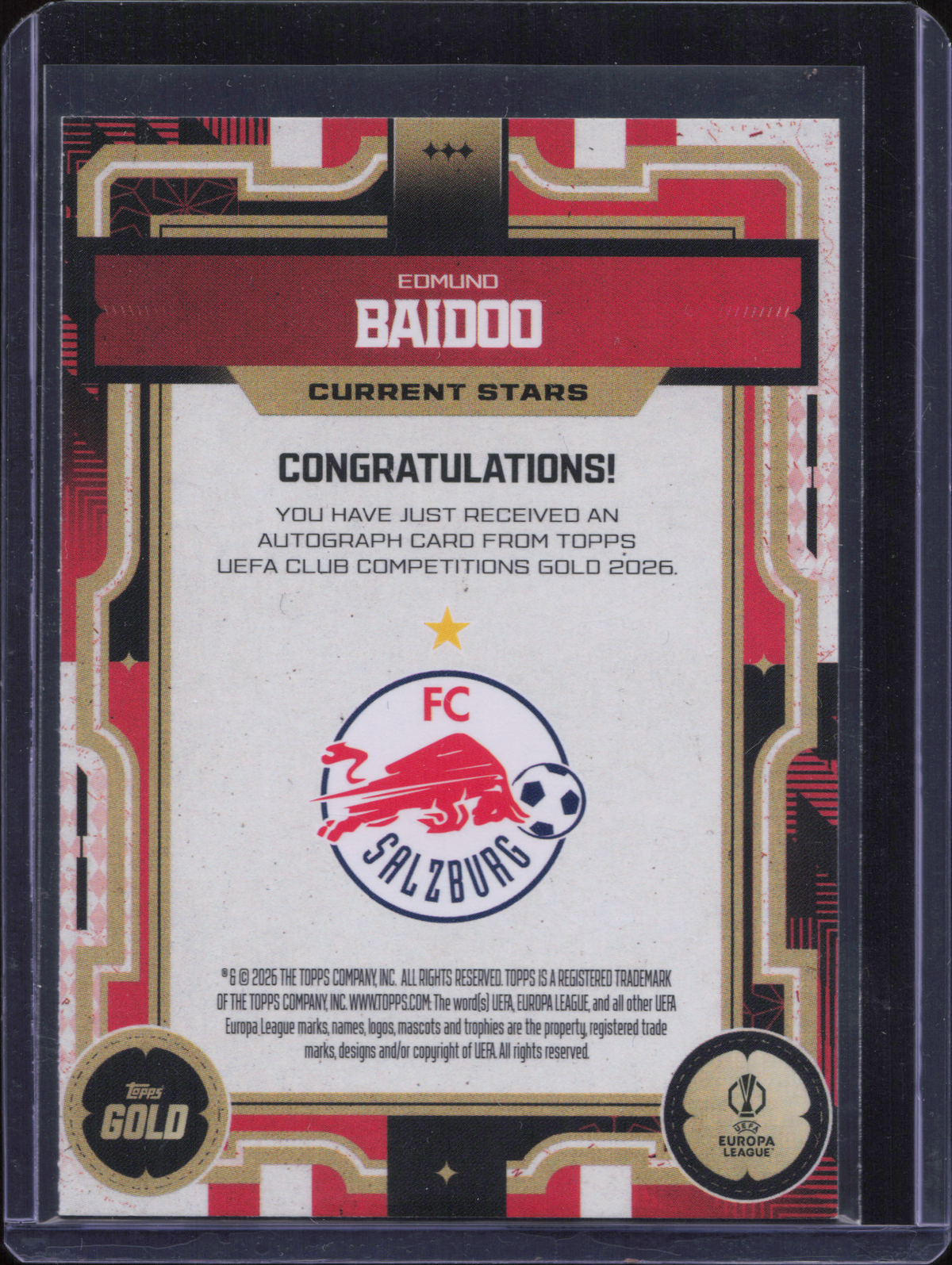Edmund Baidoo Autograph Topps Gold