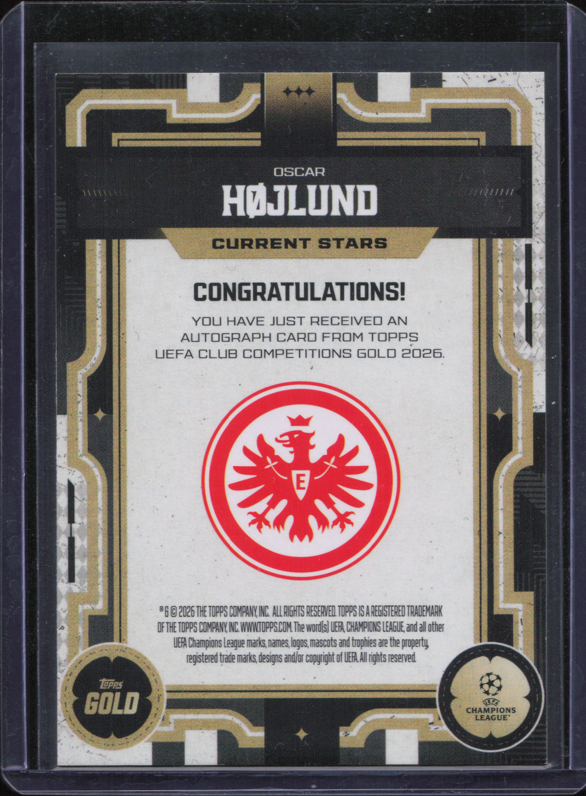 Oscar Hojlund Autograph Topps Gold