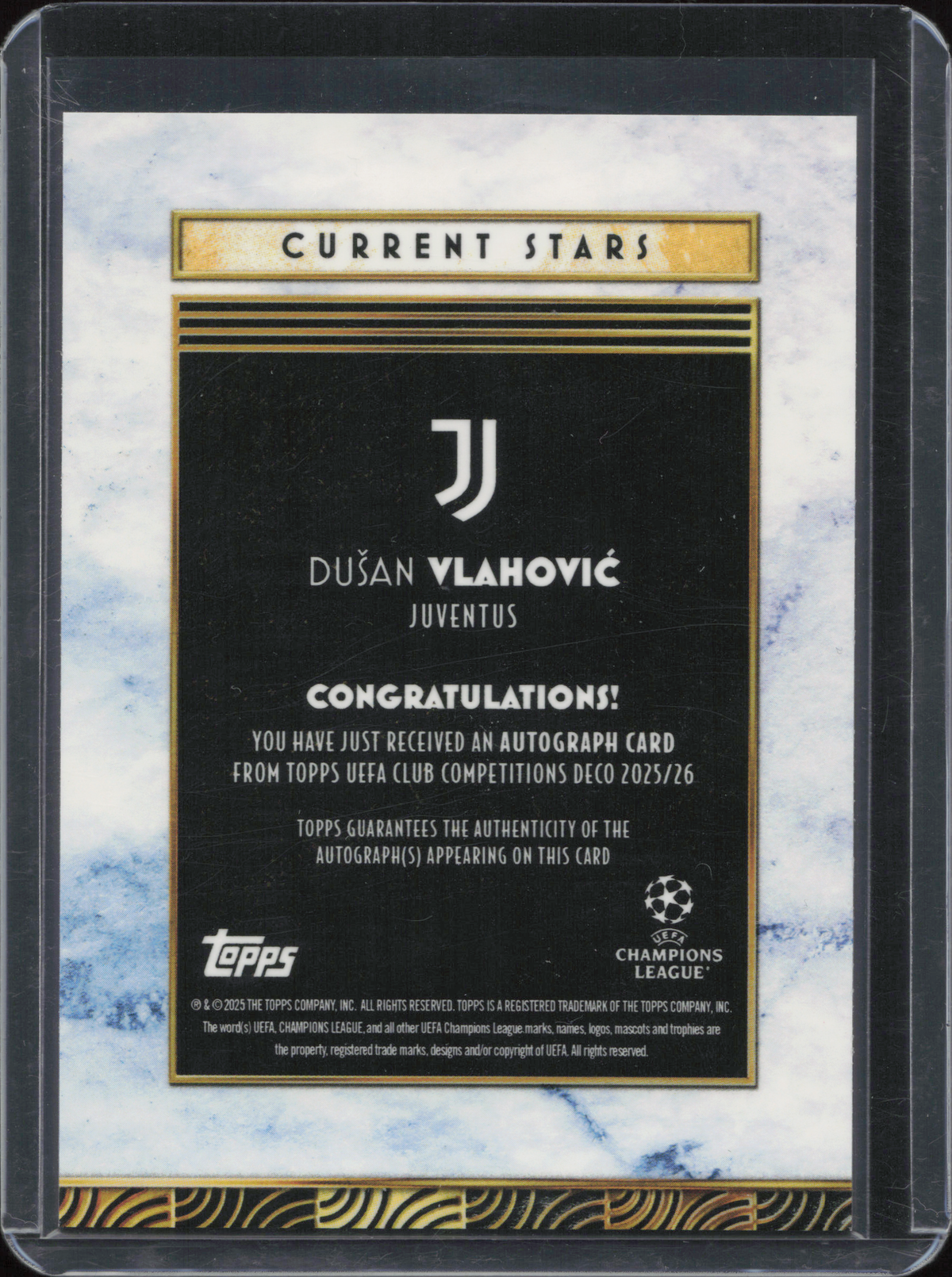 Dusan Vlahovic Autograph Numbered /99 Topps Deco