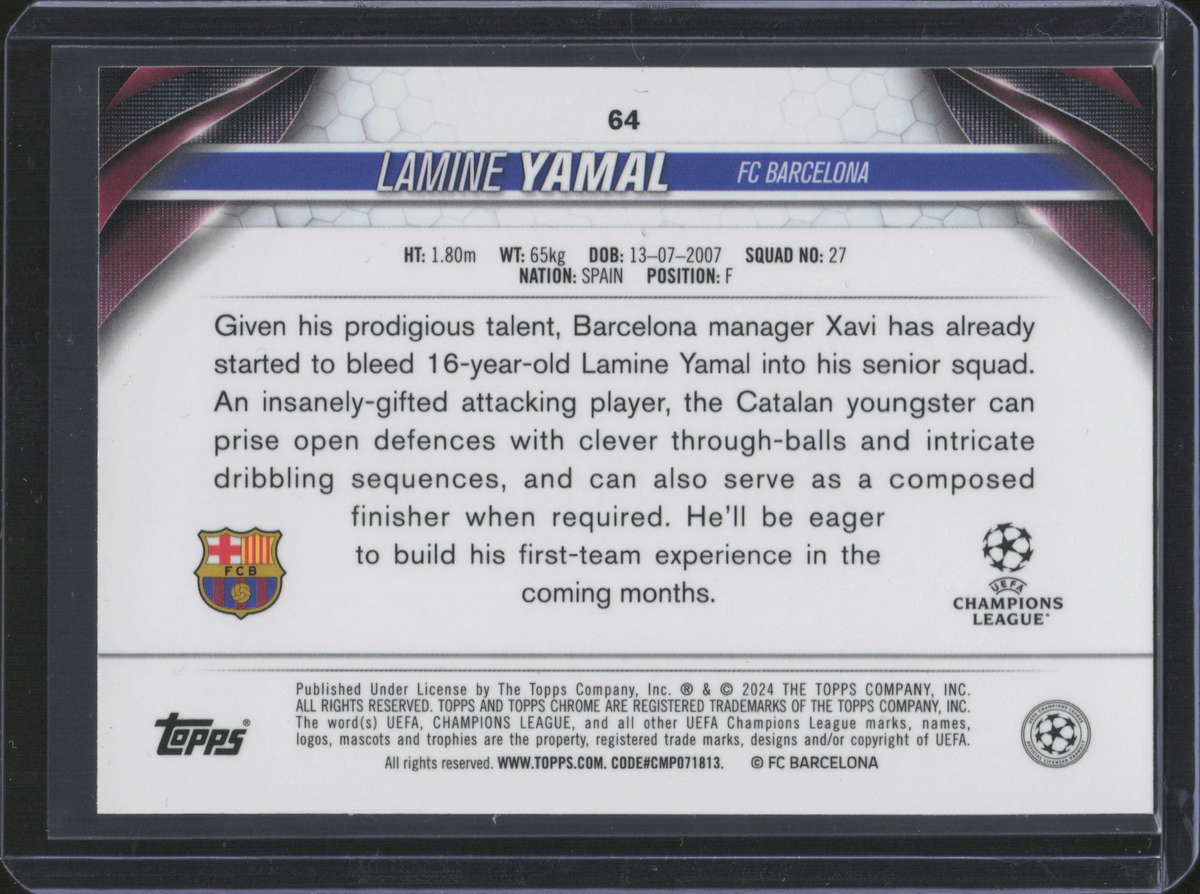 Lamine Yamal Rookie Base Topps Chrome UCC