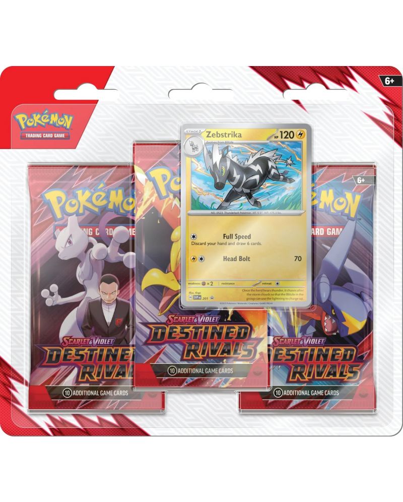 Pokémon TCG: Scarlet & Violet Destined Rivals 3 Pack Blister - Zebstrika