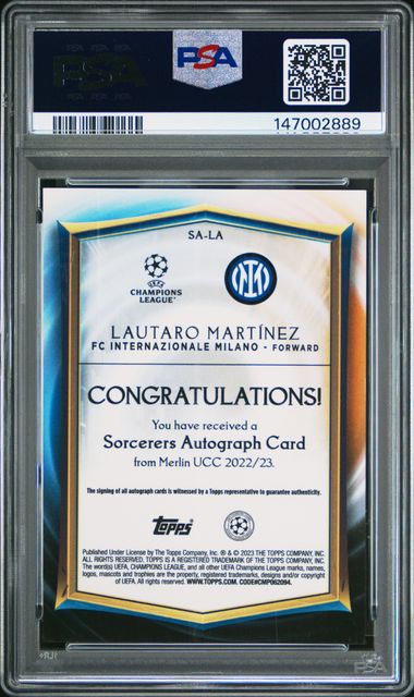 Lautaro Martinez Autograph Sorcerers Topps Merlin (GRADED)(PSA)
