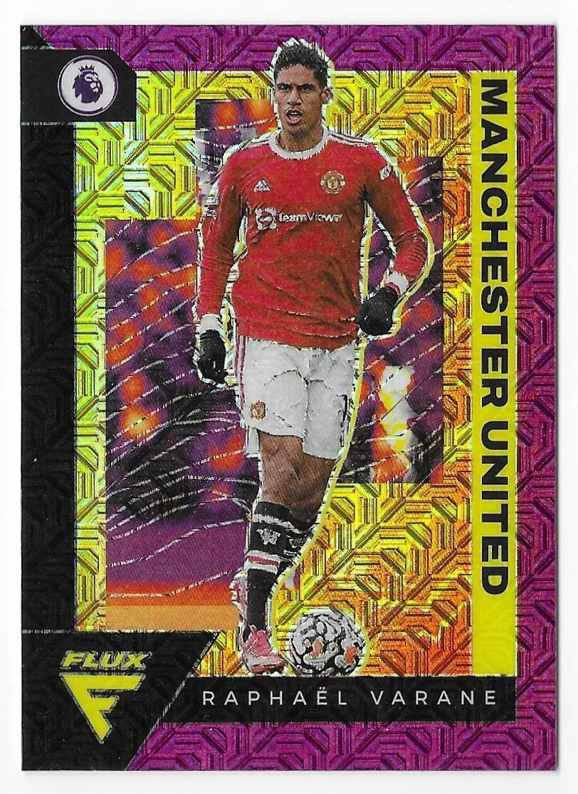 Raphael Varane 2021-22 Panini Chronicles Flux Purple Mojo Prizm #285