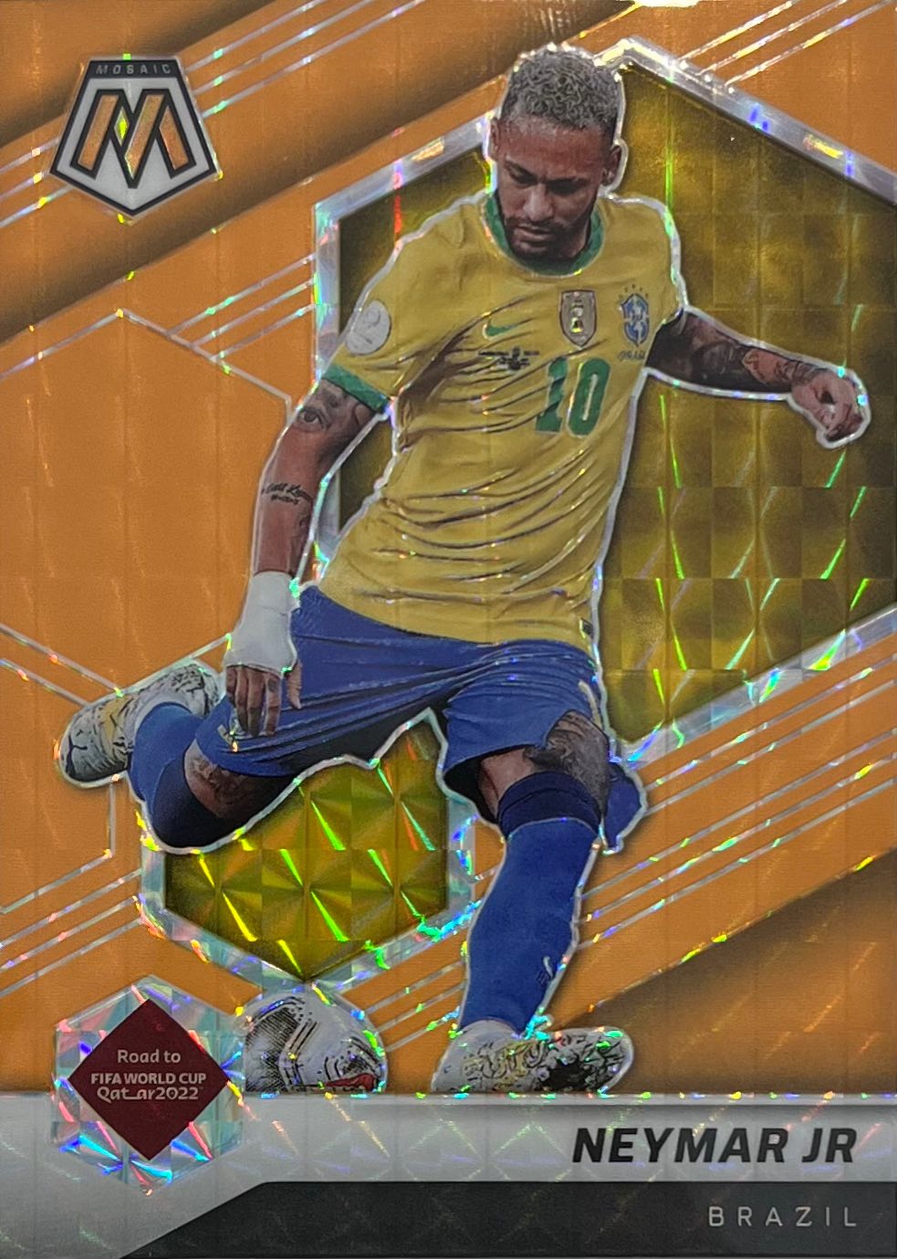 NEYMAR Jr. Orange Prizm #158 Brazil 2021-22 Mosaic Road To World Cup
