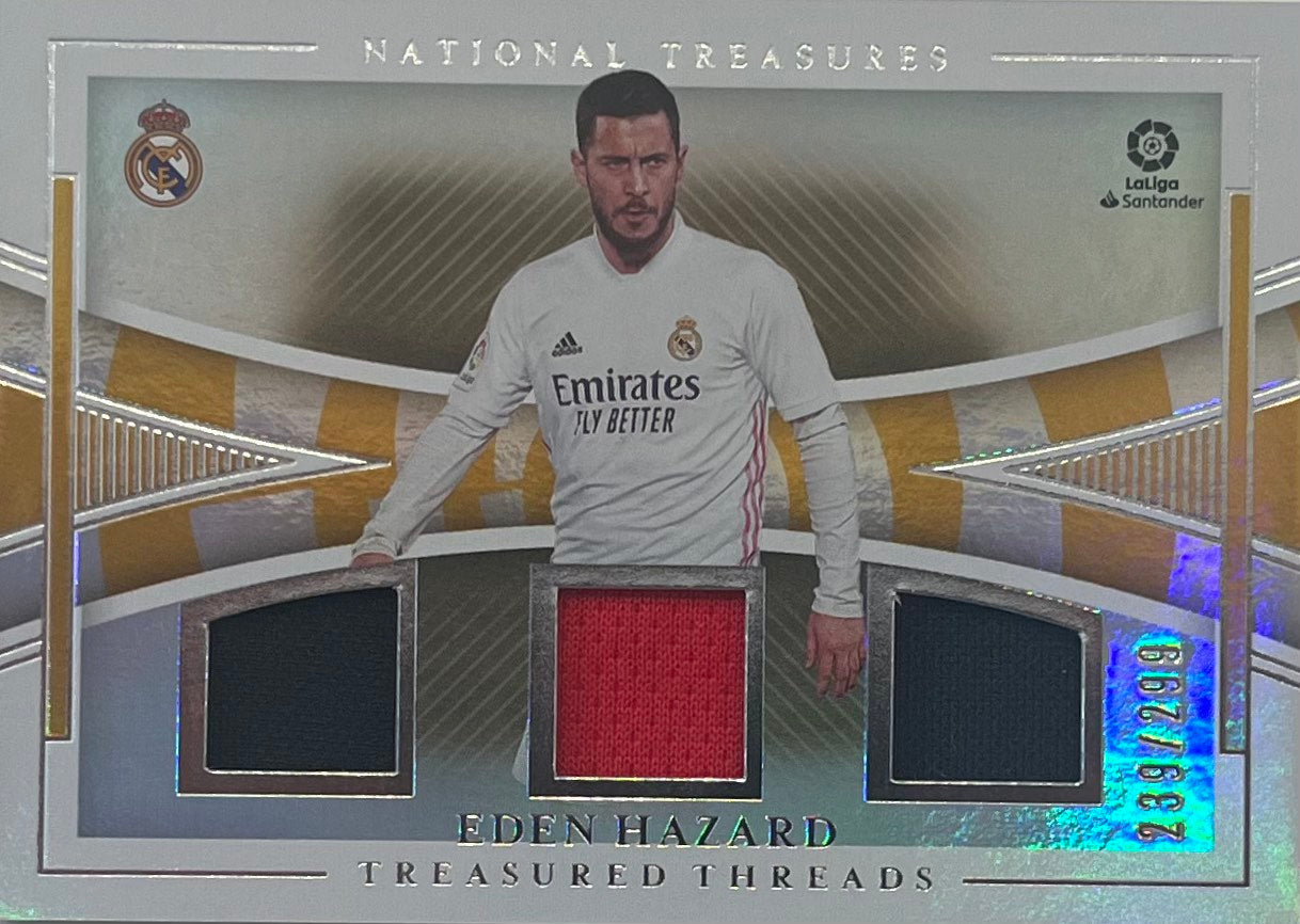 Eden Hazard Treasured Threads Triple Patch Match-Worn Numbered /299 National Treasures