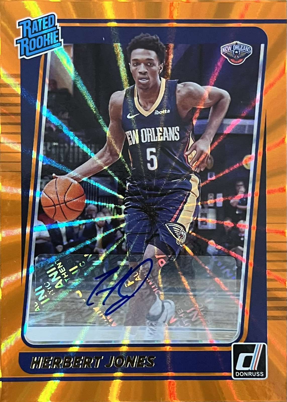 Herbert Jones Rated Rookie Orange Laser Auto 2021-22 Donruss