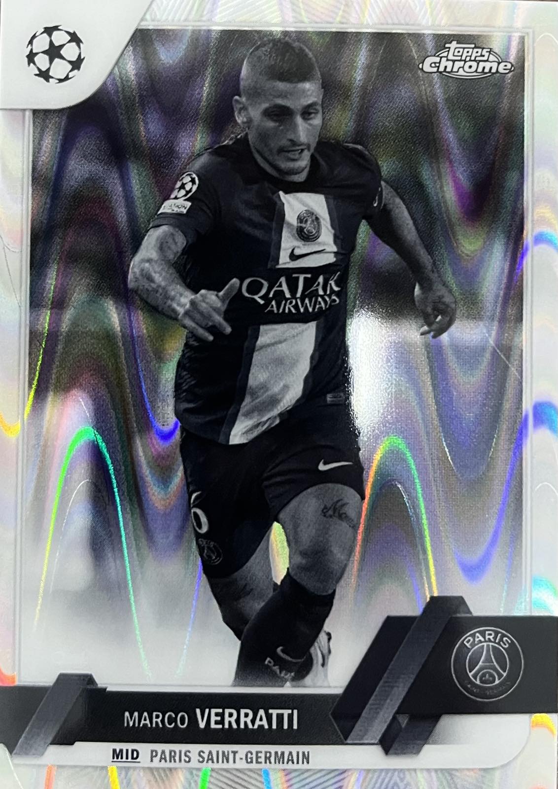 Marco Verratti B&W Raywave Paris Saint-Germain 2022-23 Topps UEFA Club