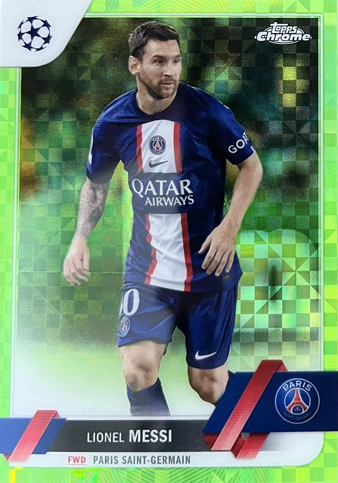 Lionel Messi Neon Green Numbered /399 Topps Chrome 2022-23