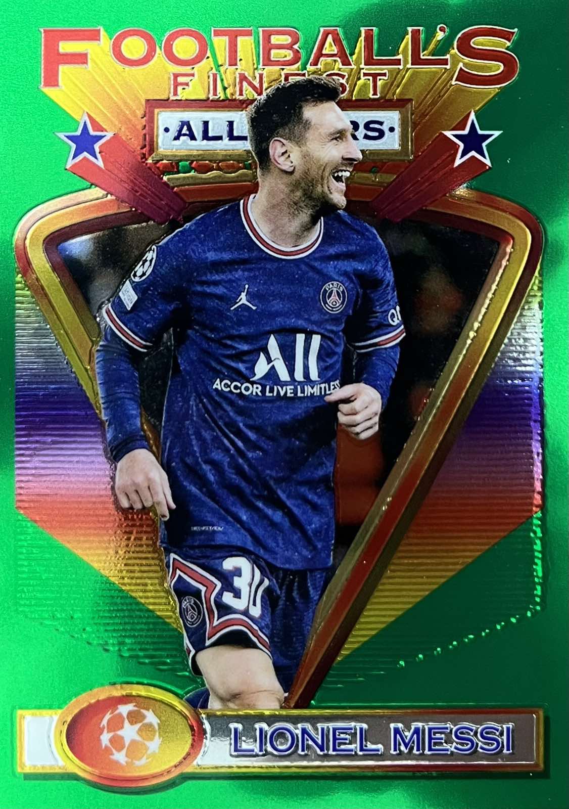 Lionel Messi 2021-22 Topps Finest Flashbacks UEFA All Star