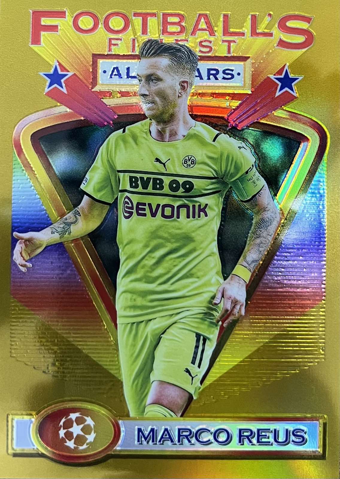 Marco Reus Gold Numbered /50 2021-22 Topps Finest Flashbacks UEFA All Star