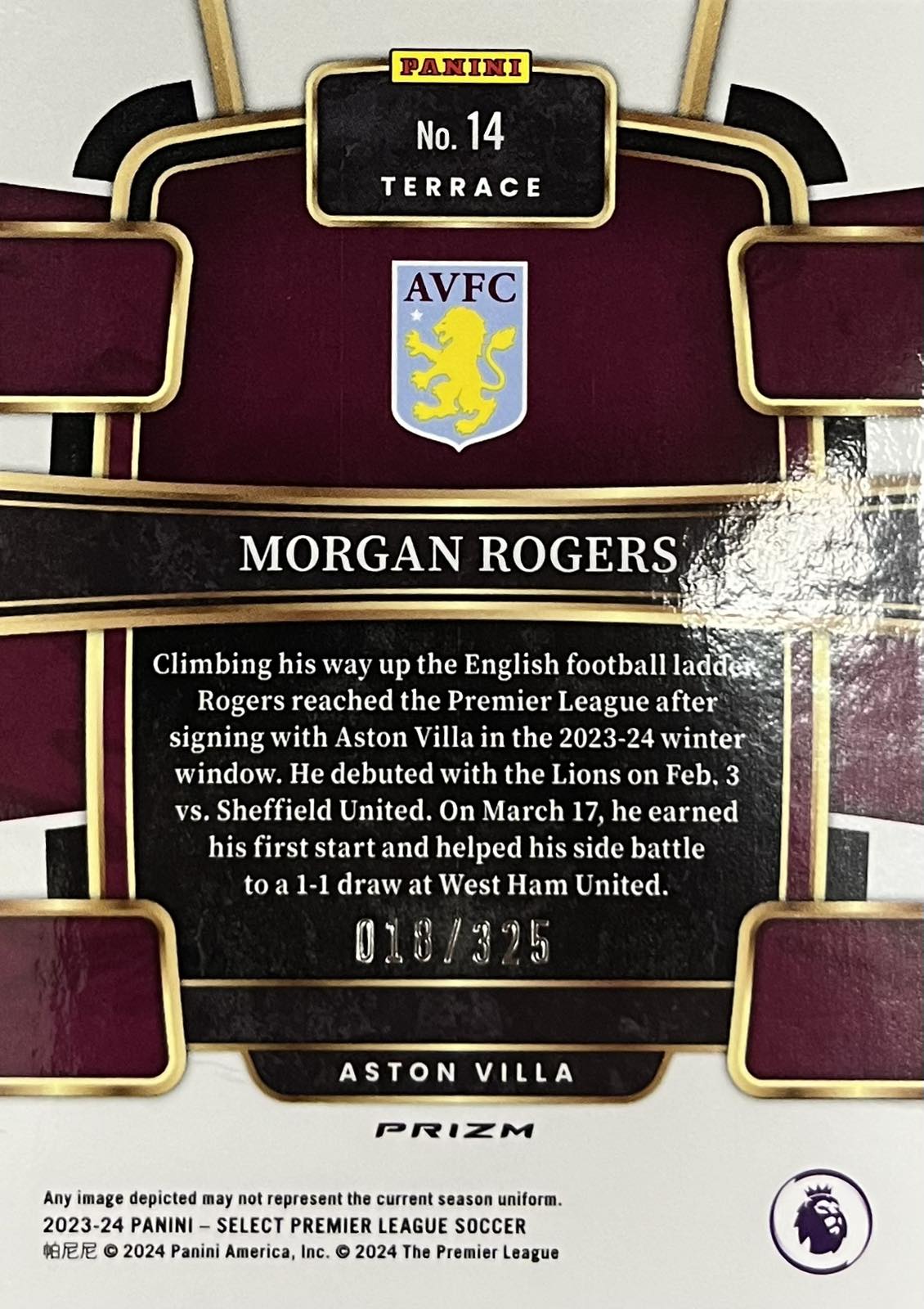 Morgan Rogers Pink Mojo Numbered /325 Select Terrace Level Rookie Card