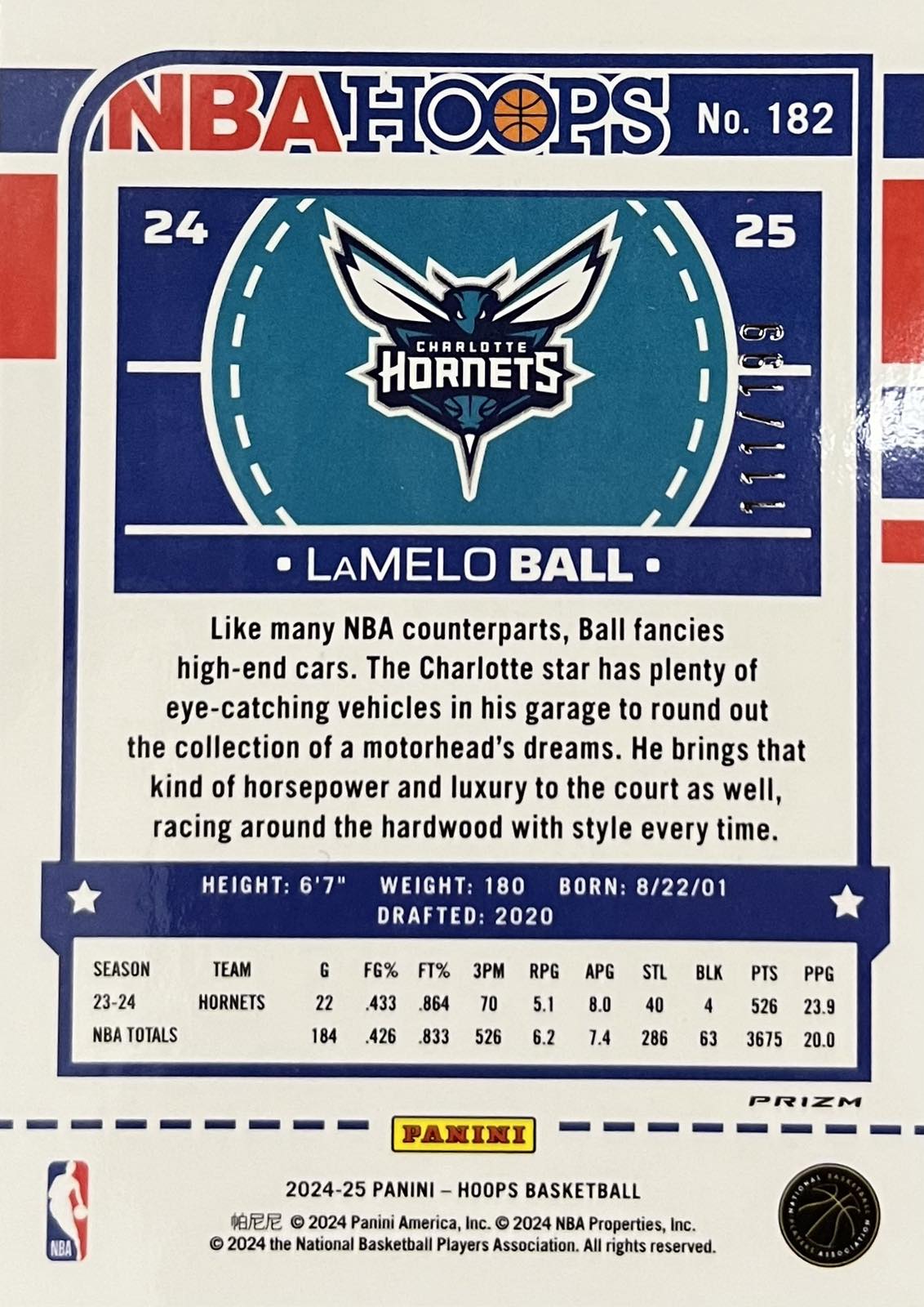 LAMELO BALL Red Pulsar Numbered /199 NBA Hoops 2024-25