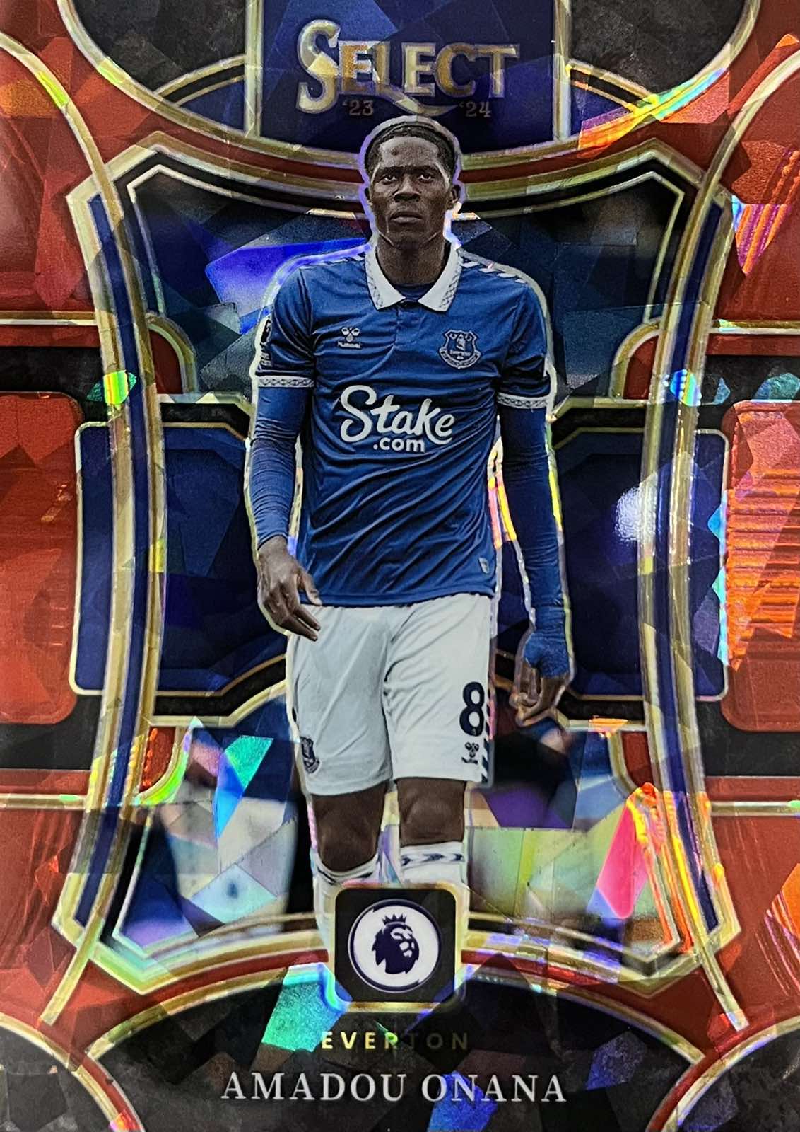Amadou Onana Premier League Mezzanine Red Ice Prizm #145 2023-24 Panini Select