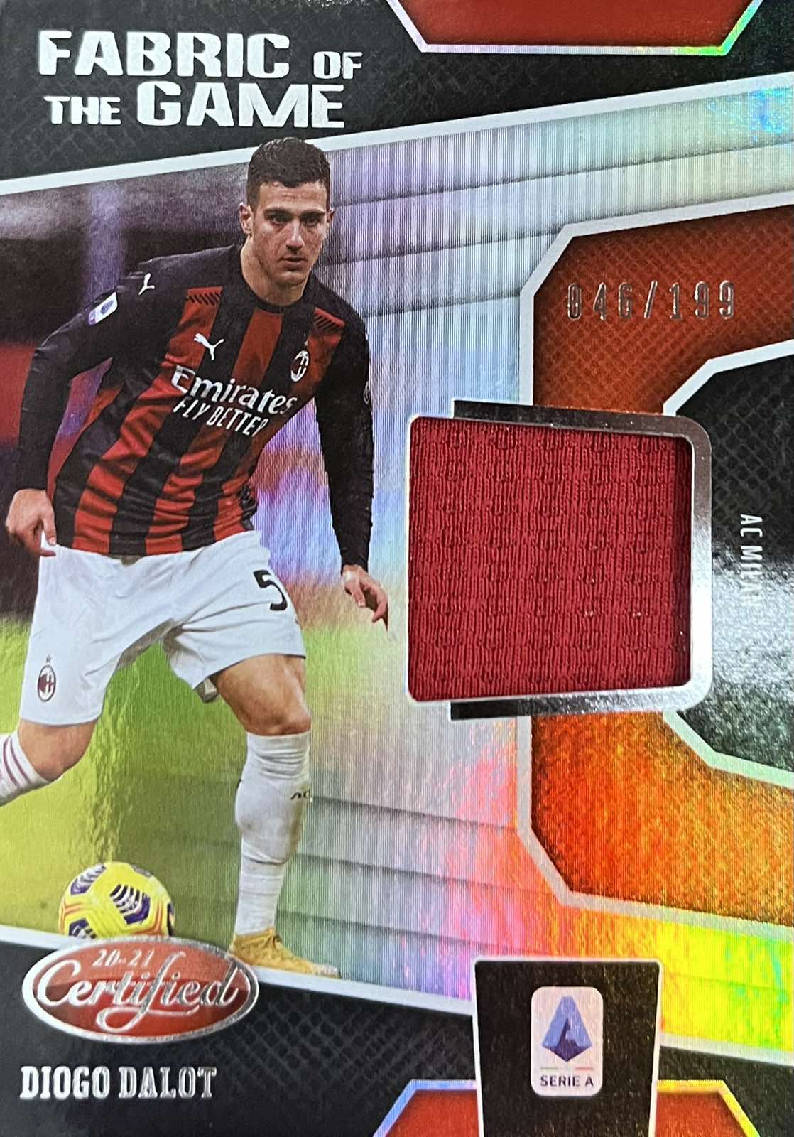 Diogo Dalot Fabric of the Game Match-Worn Patch Numbered /199 Certified