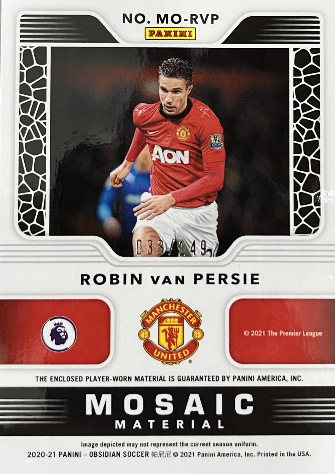 Robin van Persie Triple Player-Worn Patch Numbered /149 Obsidian Mosaic Material