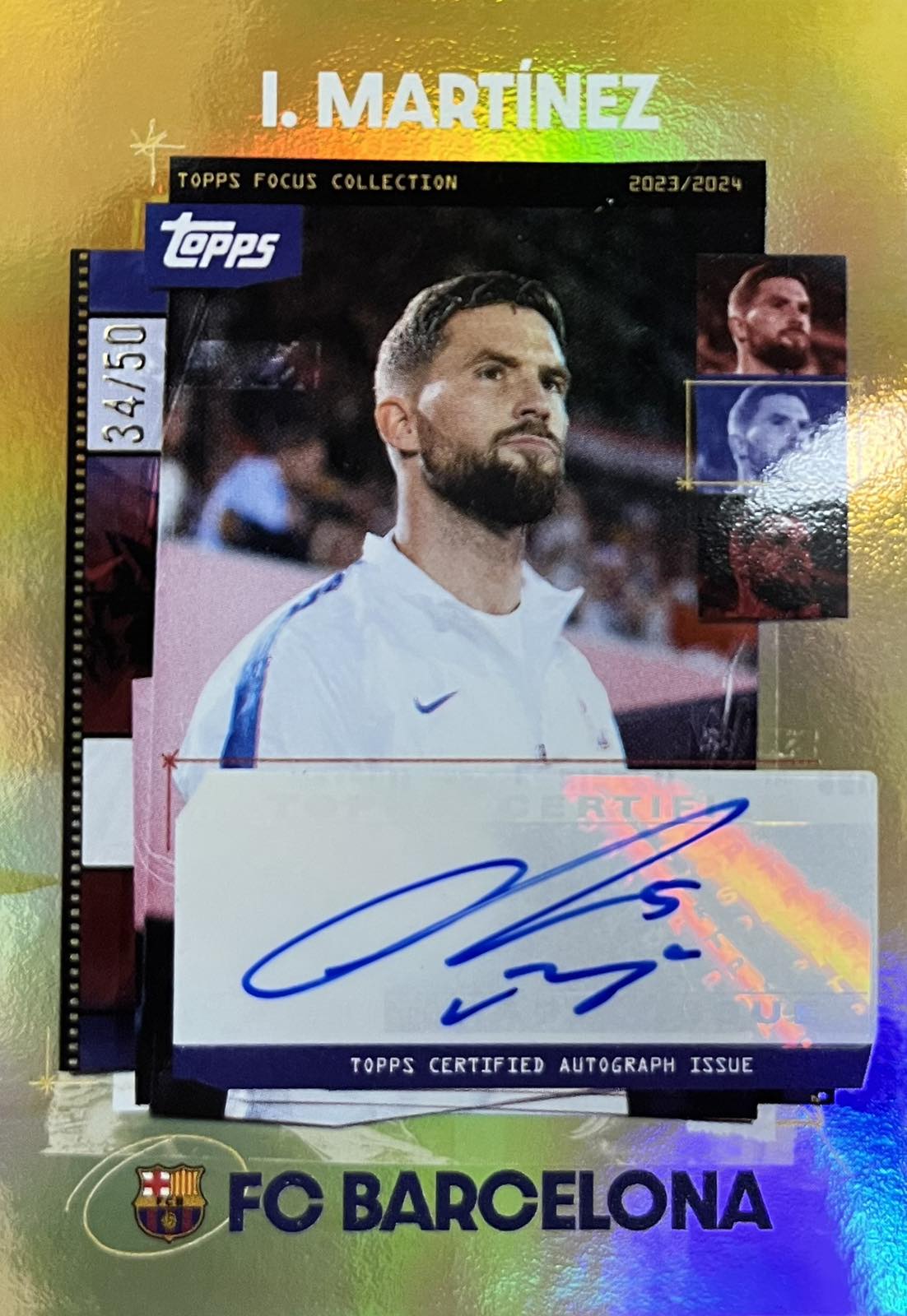 Inigo Martinez Autograph Numbered /50 Topps Barcelona Focus
