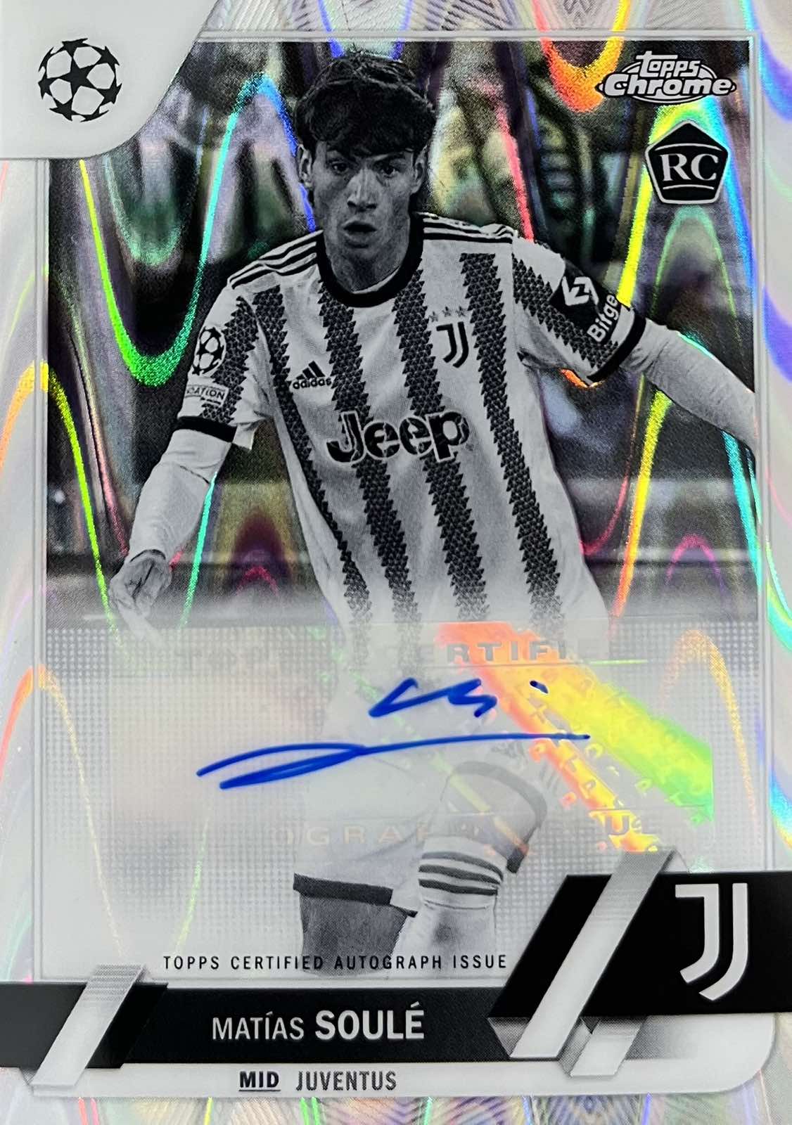 Matias Soule Autograph B&W Raywave Topps Chrome Rookie