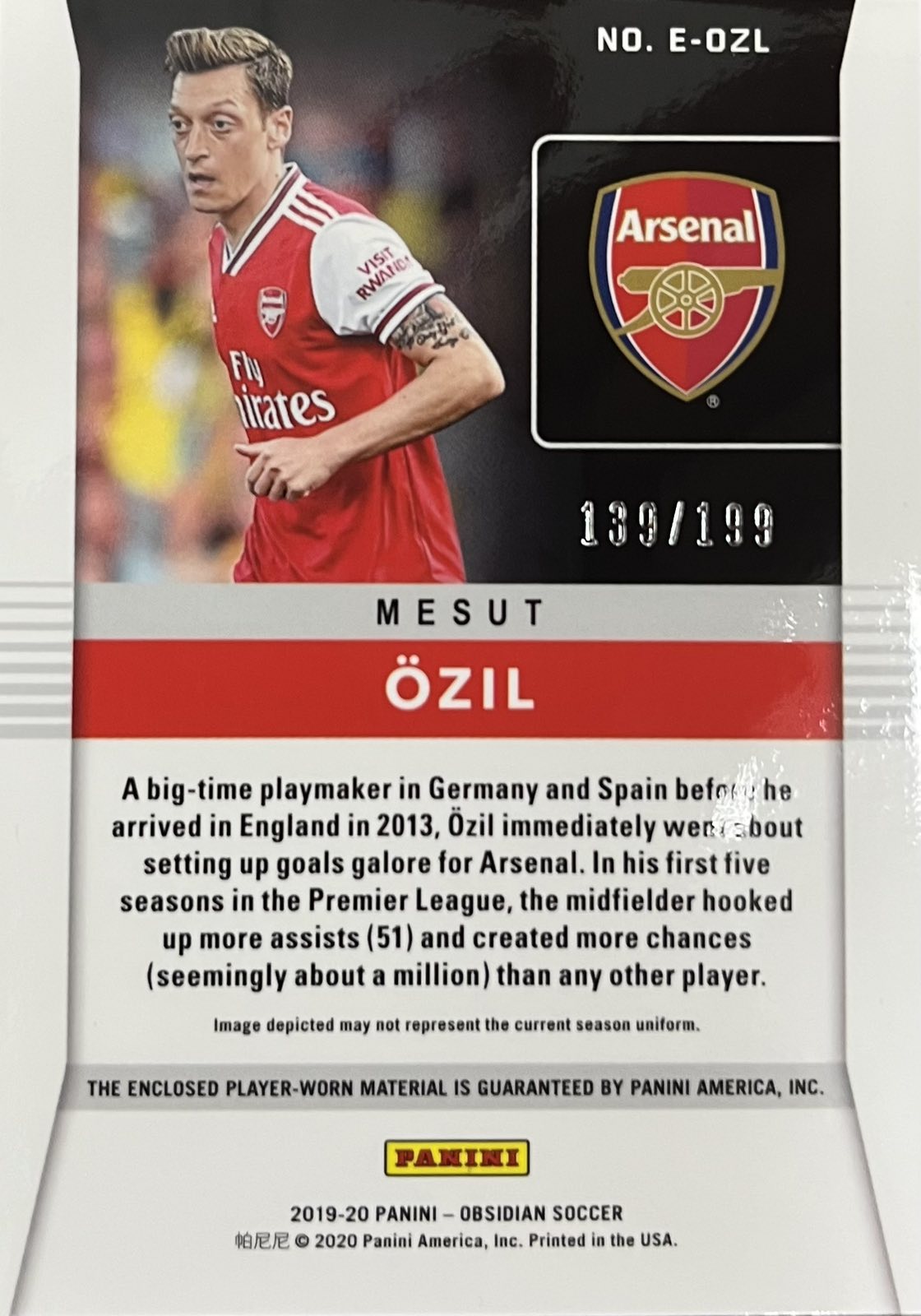 Mesut Ozil Player-Worn Patch Numbered /199 Obsidian Eruption