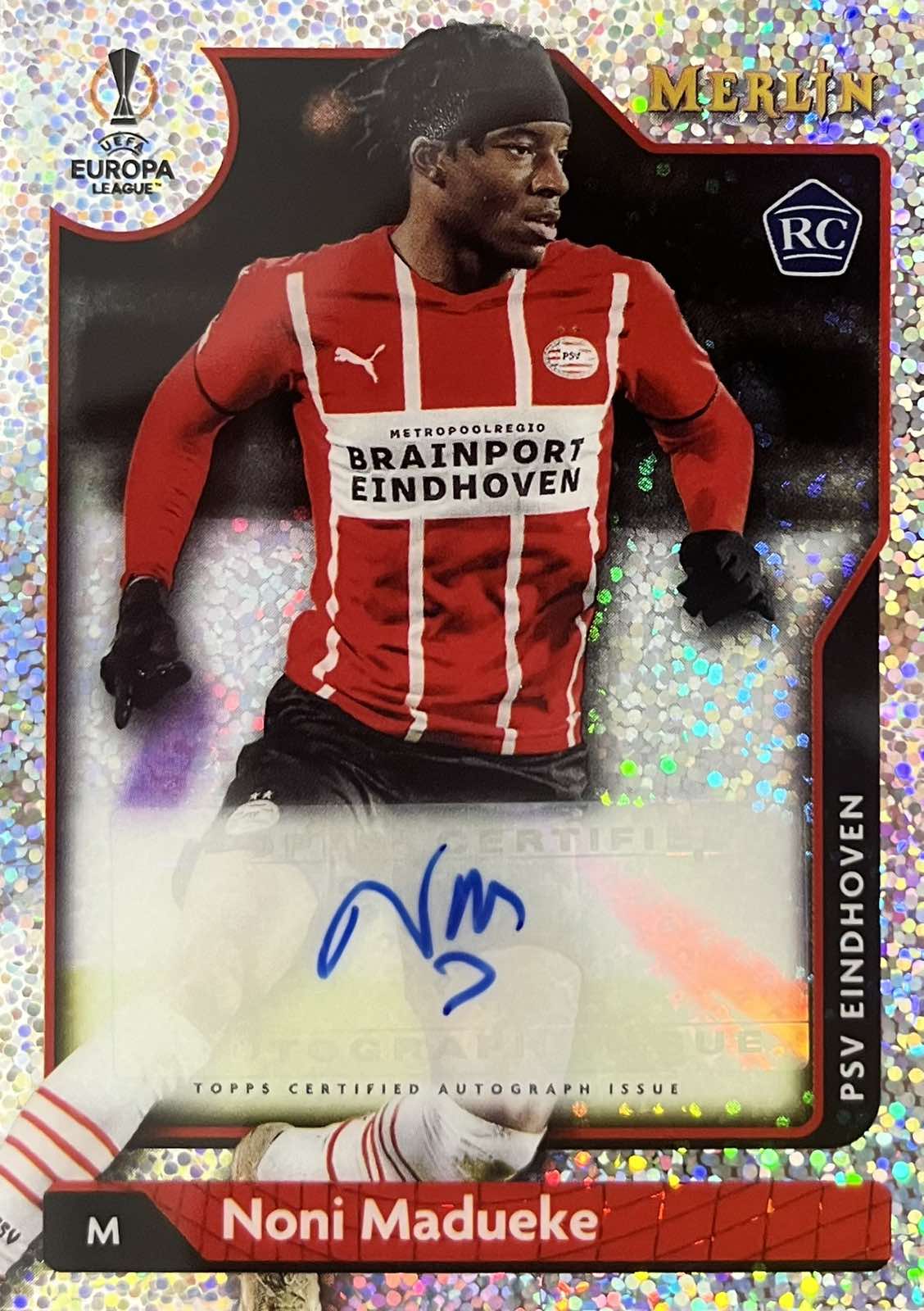 Noni Madueke Autograph Numbered /150 Rookie Merlin Speckle Refractor