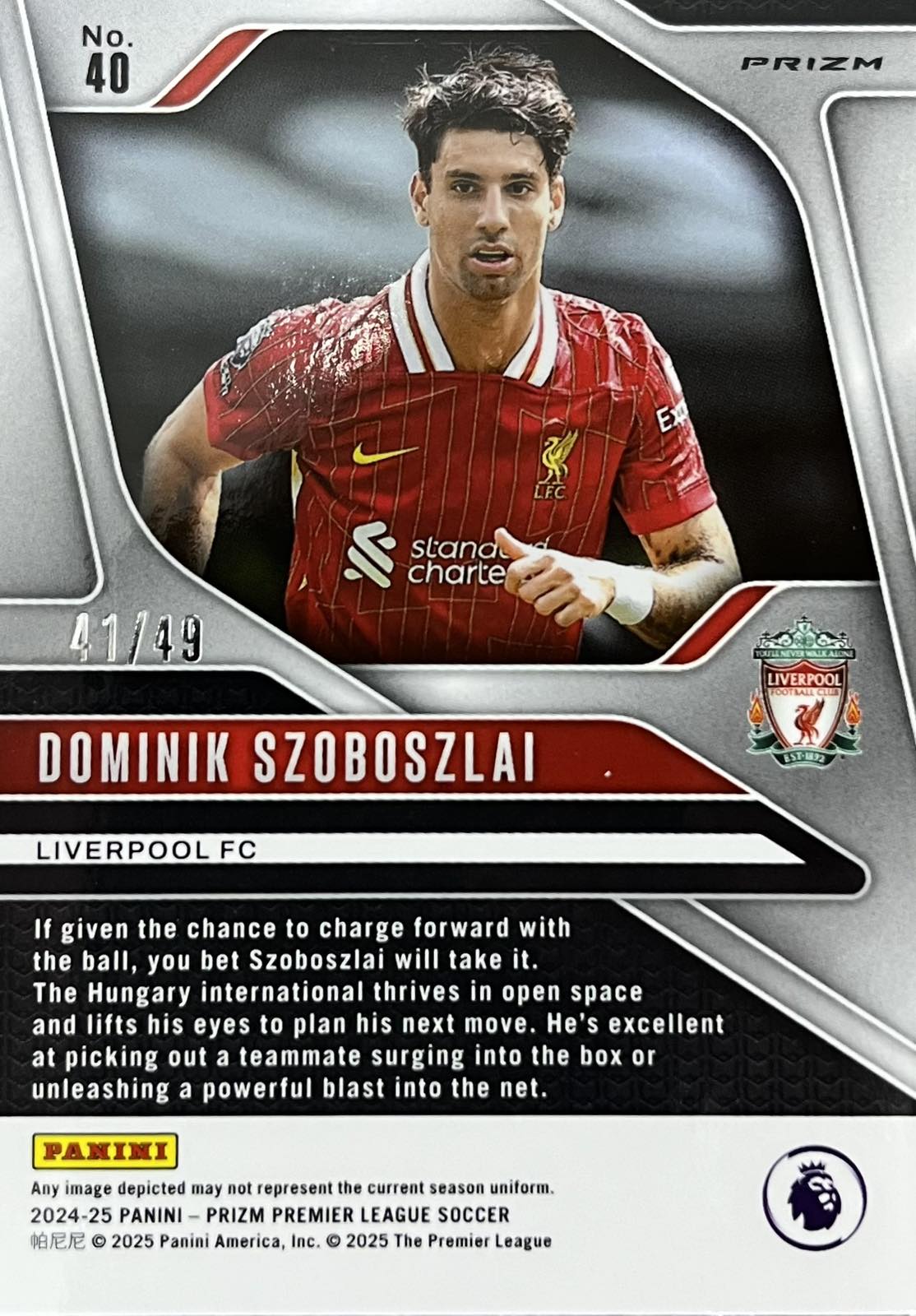 Dominik Szoboszlai Red Disco Numbered /49 Prizm EPL Breakaway