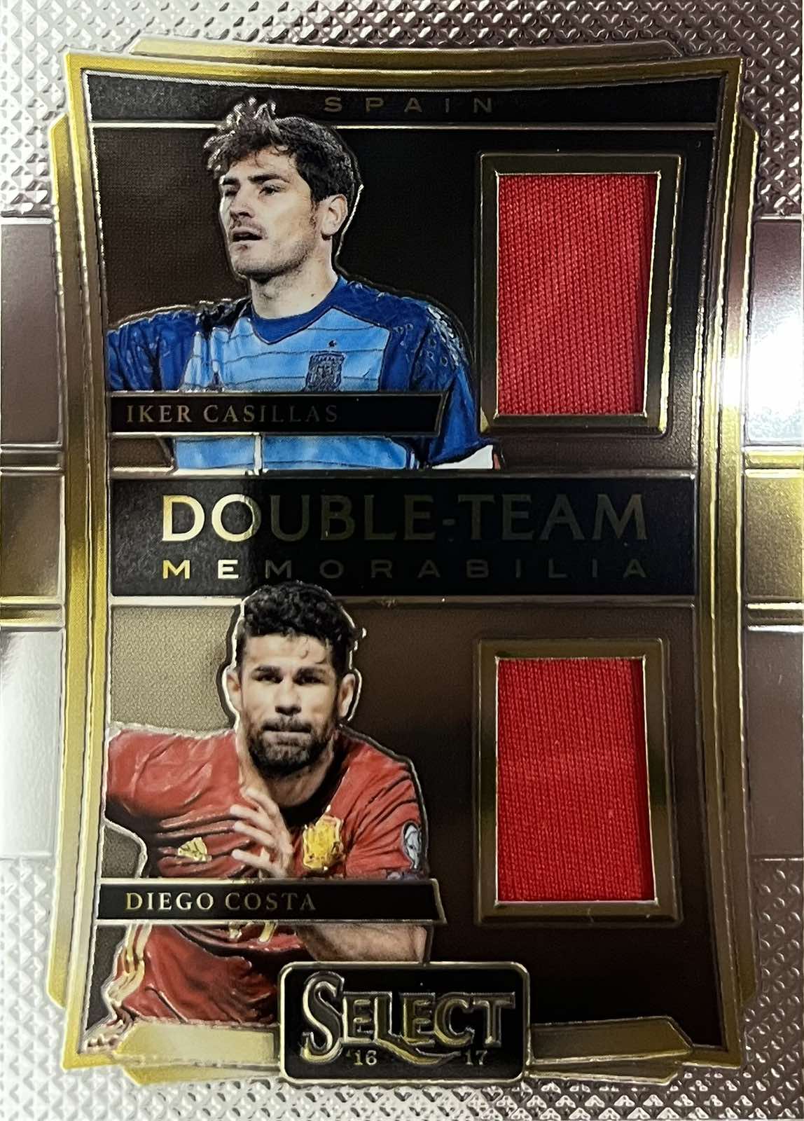 Iker Casillas / Diego Costa Double Player-Worn Patch Select Double Team Memorabilia 2016-17
